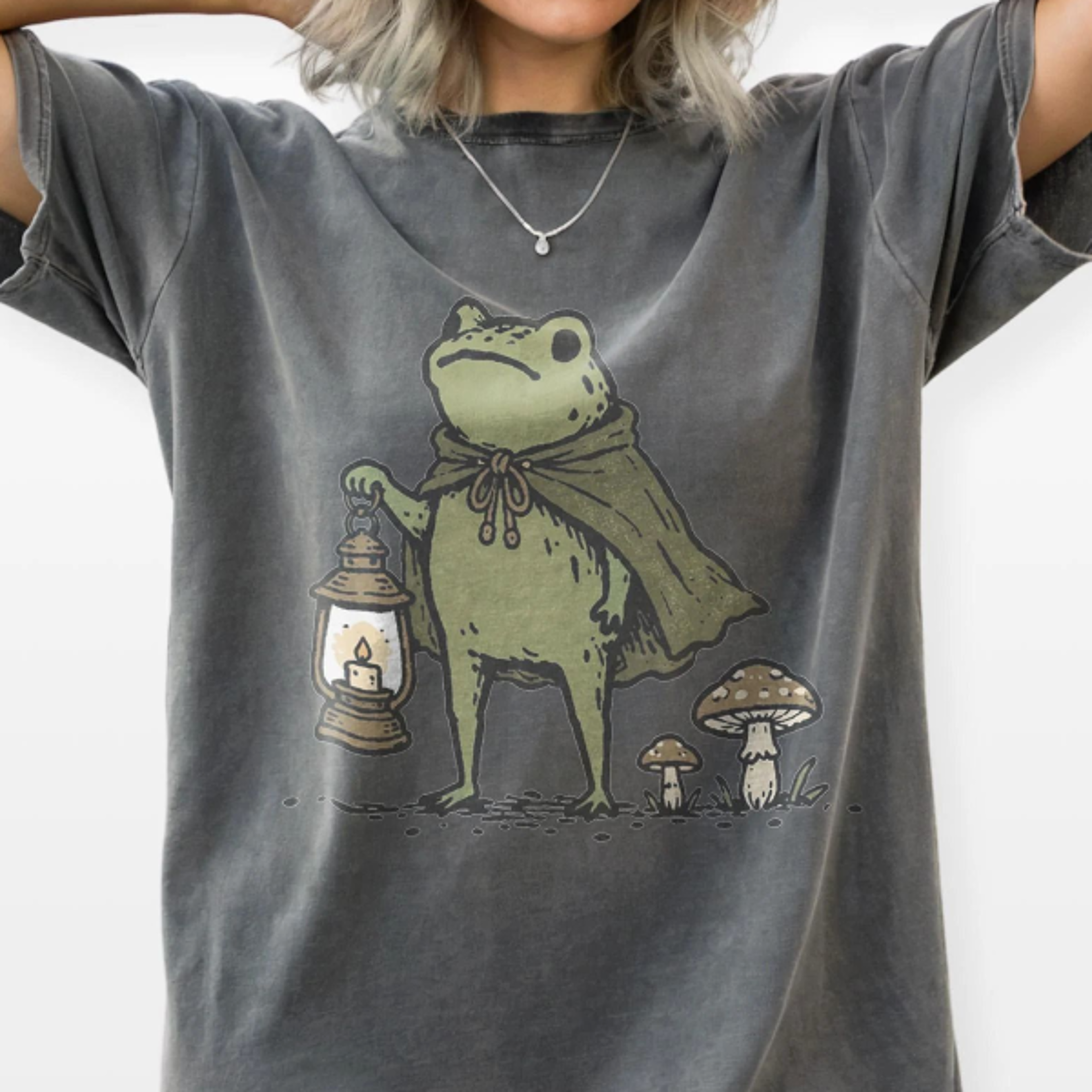 Retro Adventure Frog Graphic Tee Woodland Fantasy Nature Shirt Cottagecore Forest Explorer Style To 