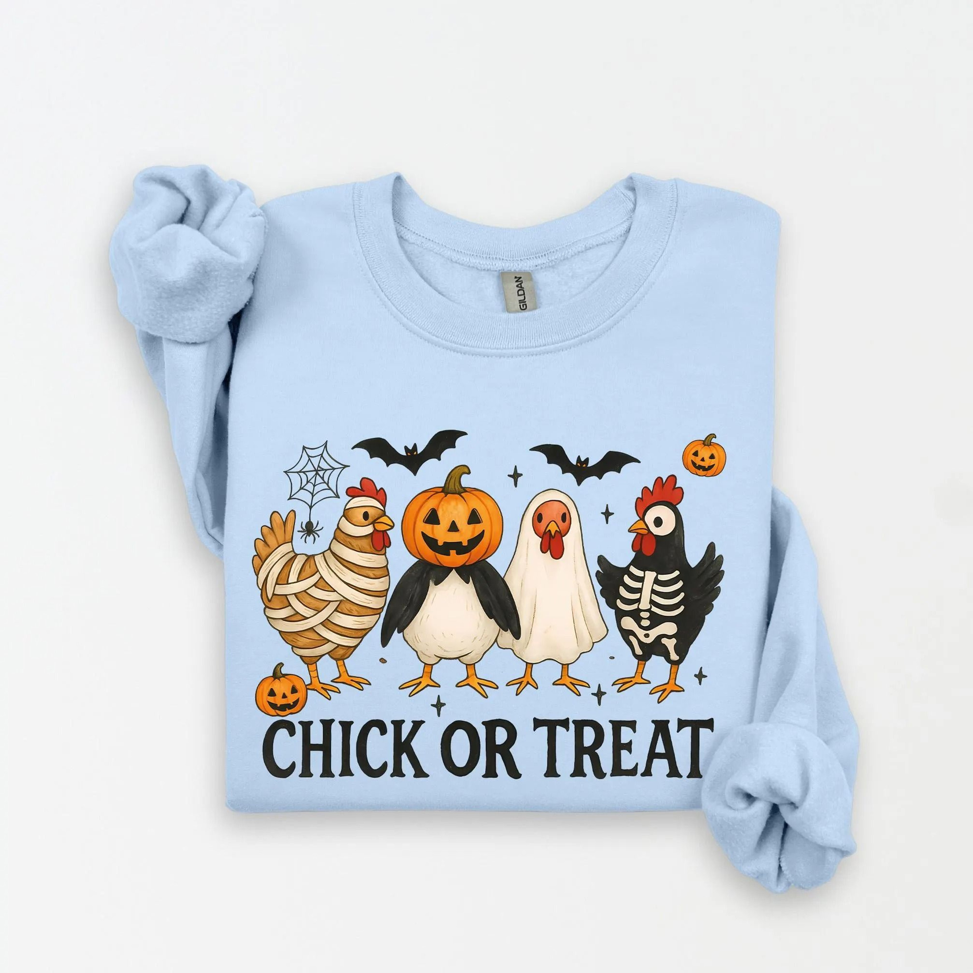 Funny Chicken Girl Sweatshirt Chick Or Treat Halloween Crewneck 2