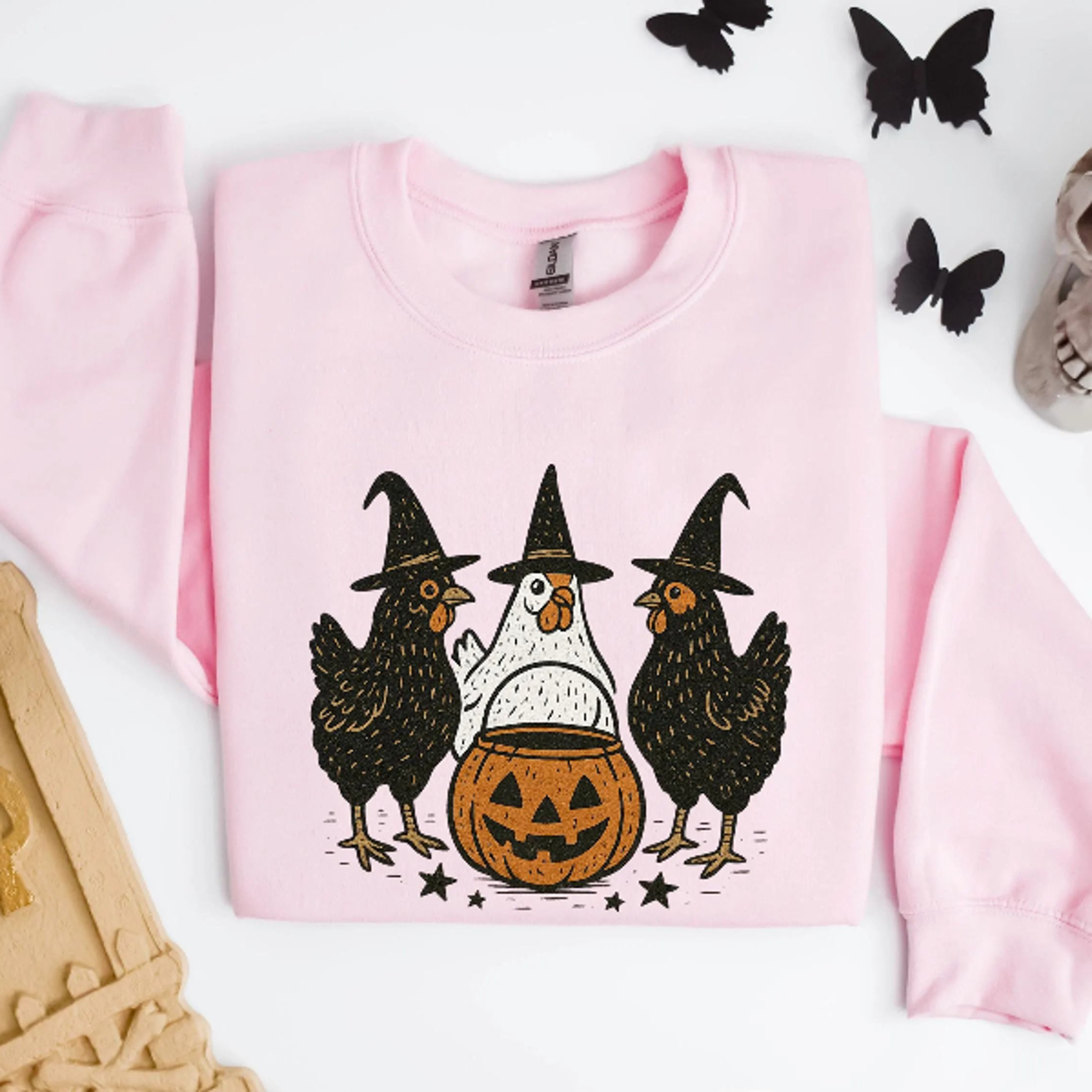 Chicken Witches Funny Halloween Sweatshirt Women Witchy Crewneck 1