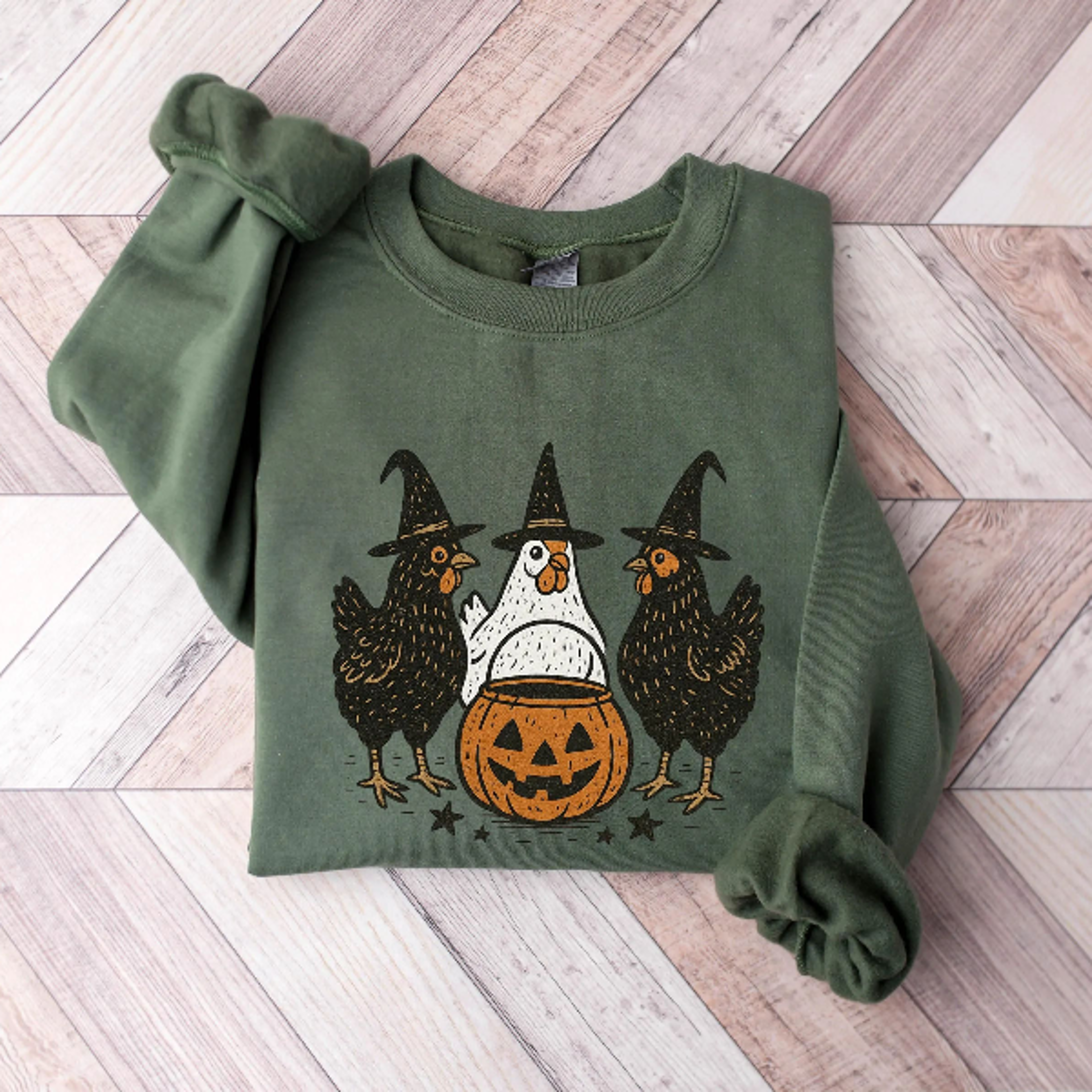 Chicken Witches Funny Halloween Sweatshirt Women Witchy Crewneck 2