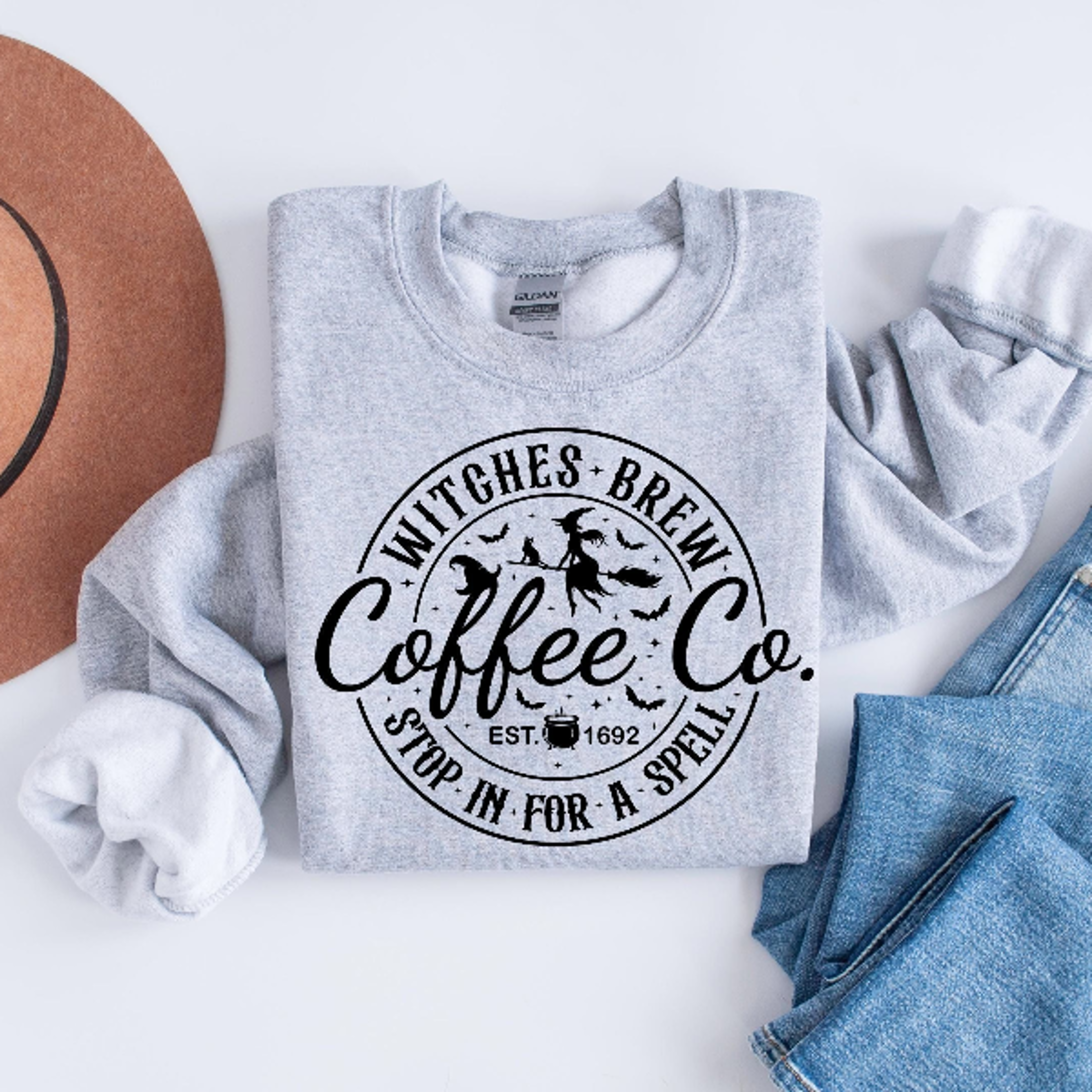 Witches Brew Coffee Co Sweatshirt Cute Halloween Coffee Lover Crewneck 1