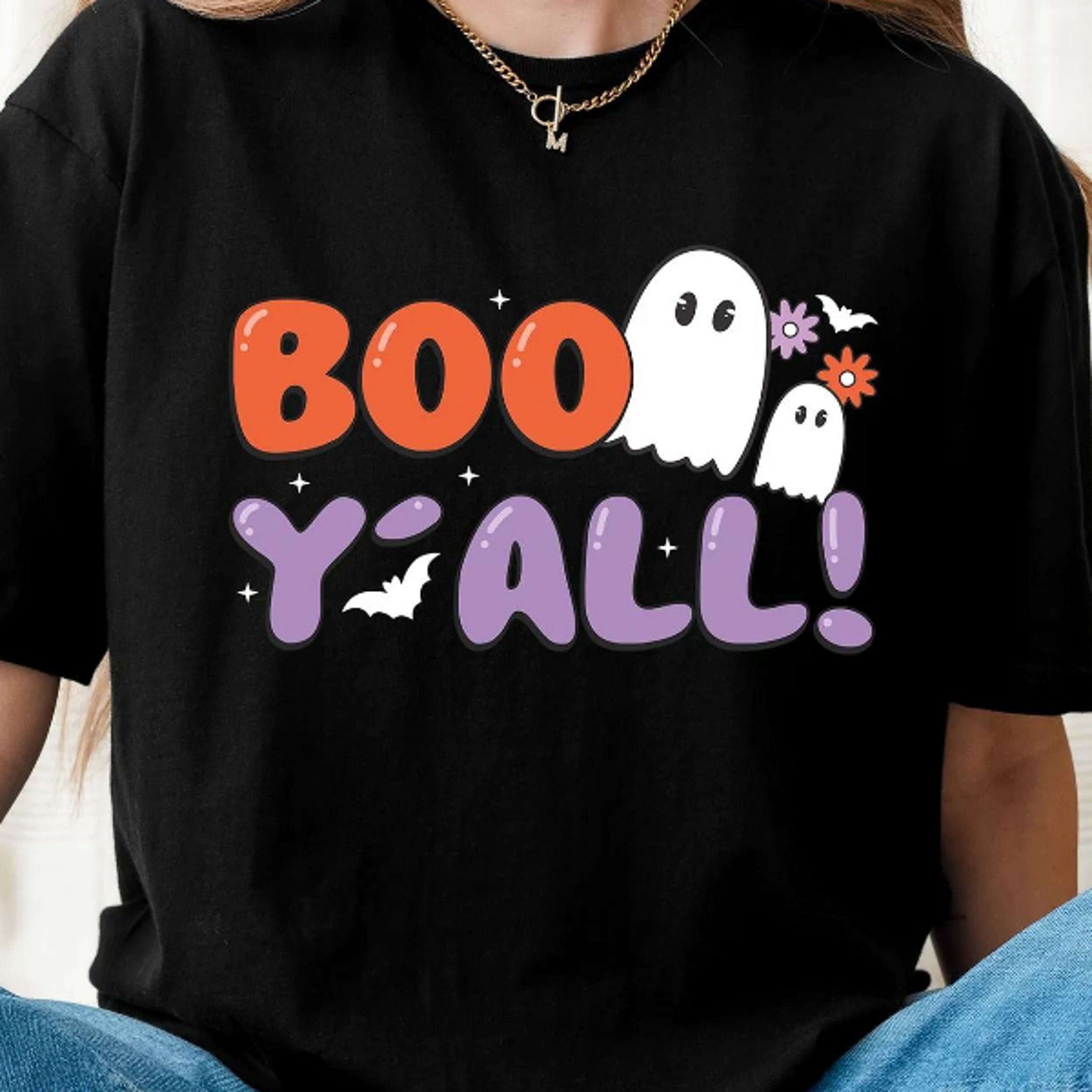Boo Yall Texas Halloween Shirt Spooky Ghost Western Tee 1