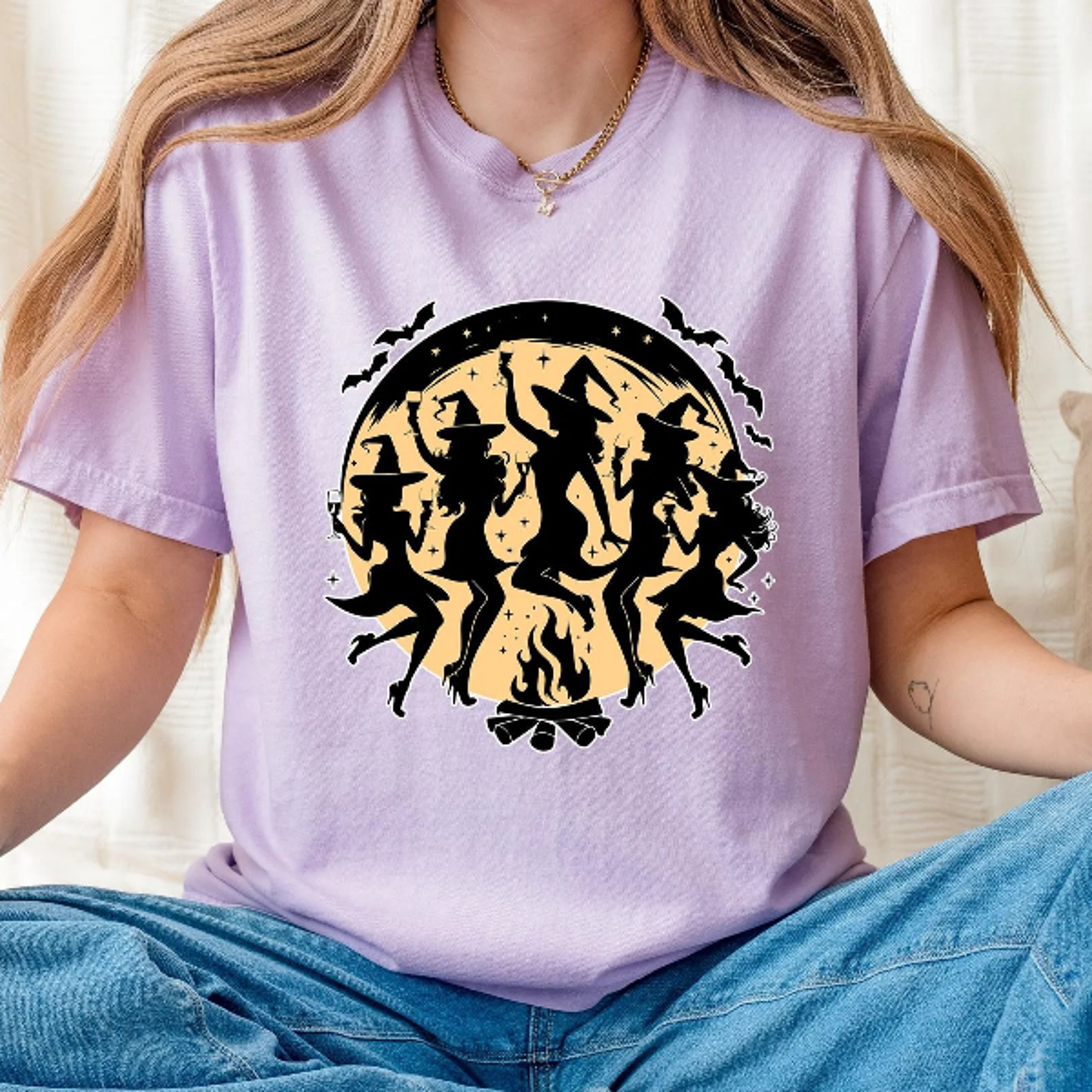 Dancing Witches Halloween Shirt Retro Witchy Vibes Tee 1
