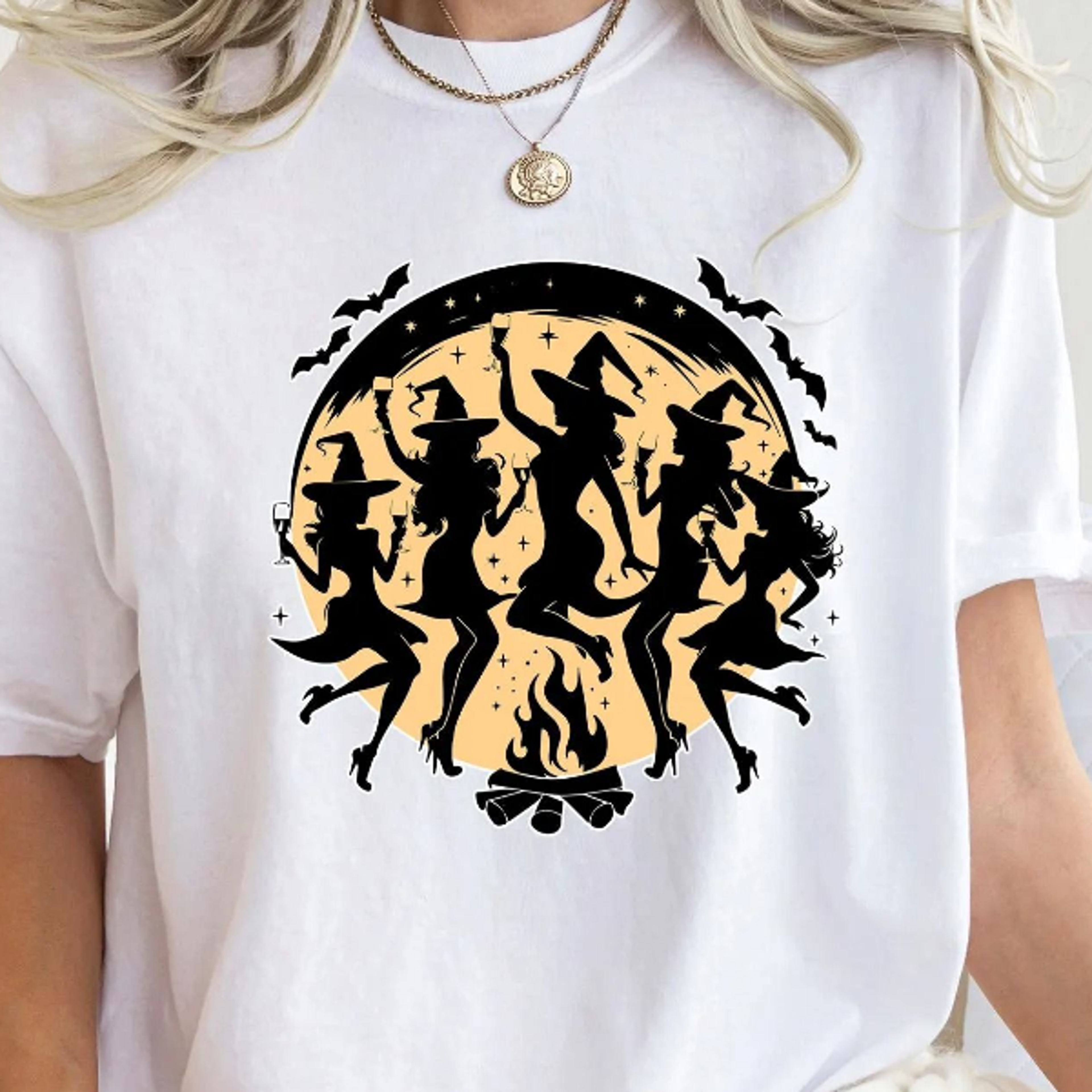 Dancing Witches Halloween Shirt Retro Witchy Vibes Tee 3
