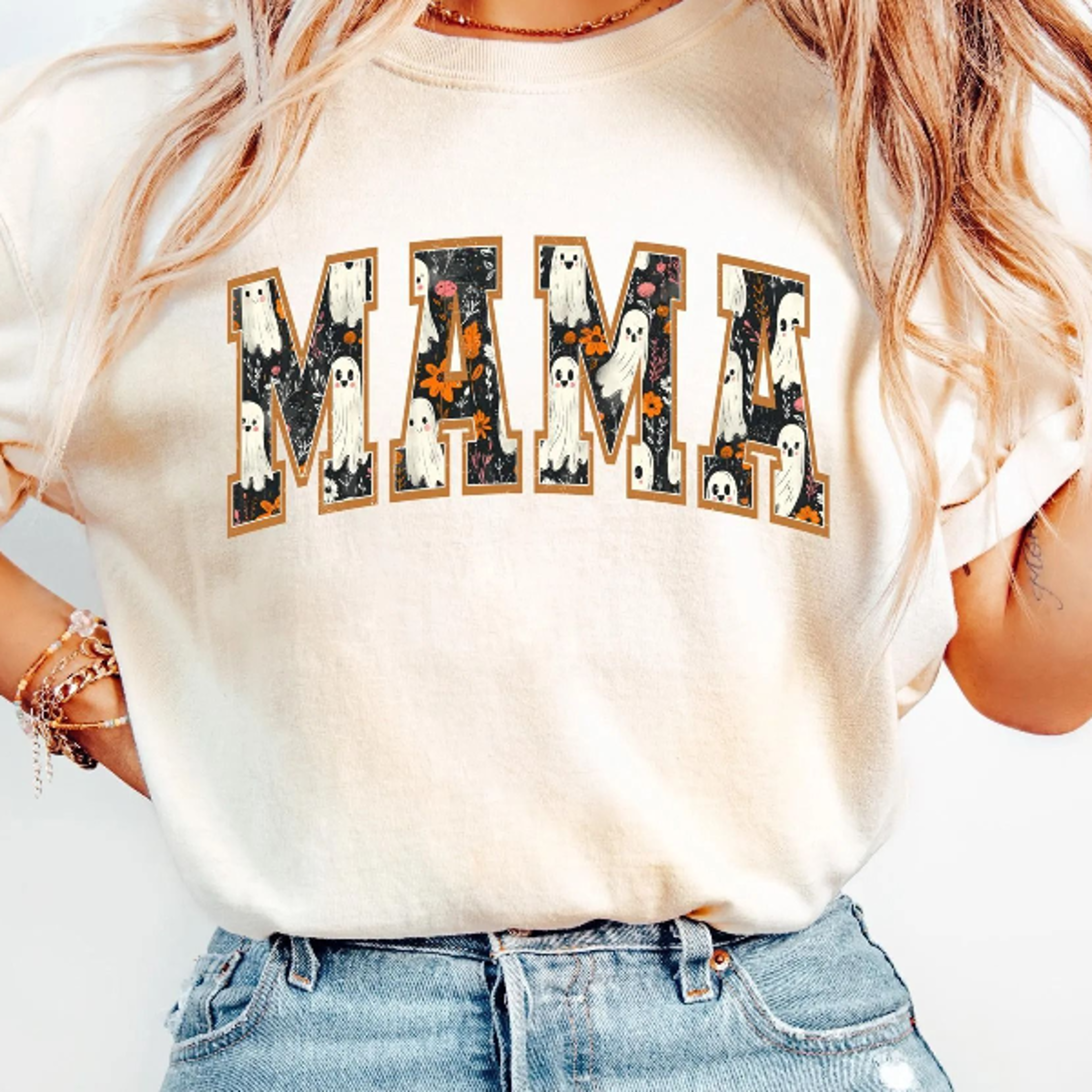 Halloween Mama Shirt Retro Ghost Spooky Season Tee For Moms 2