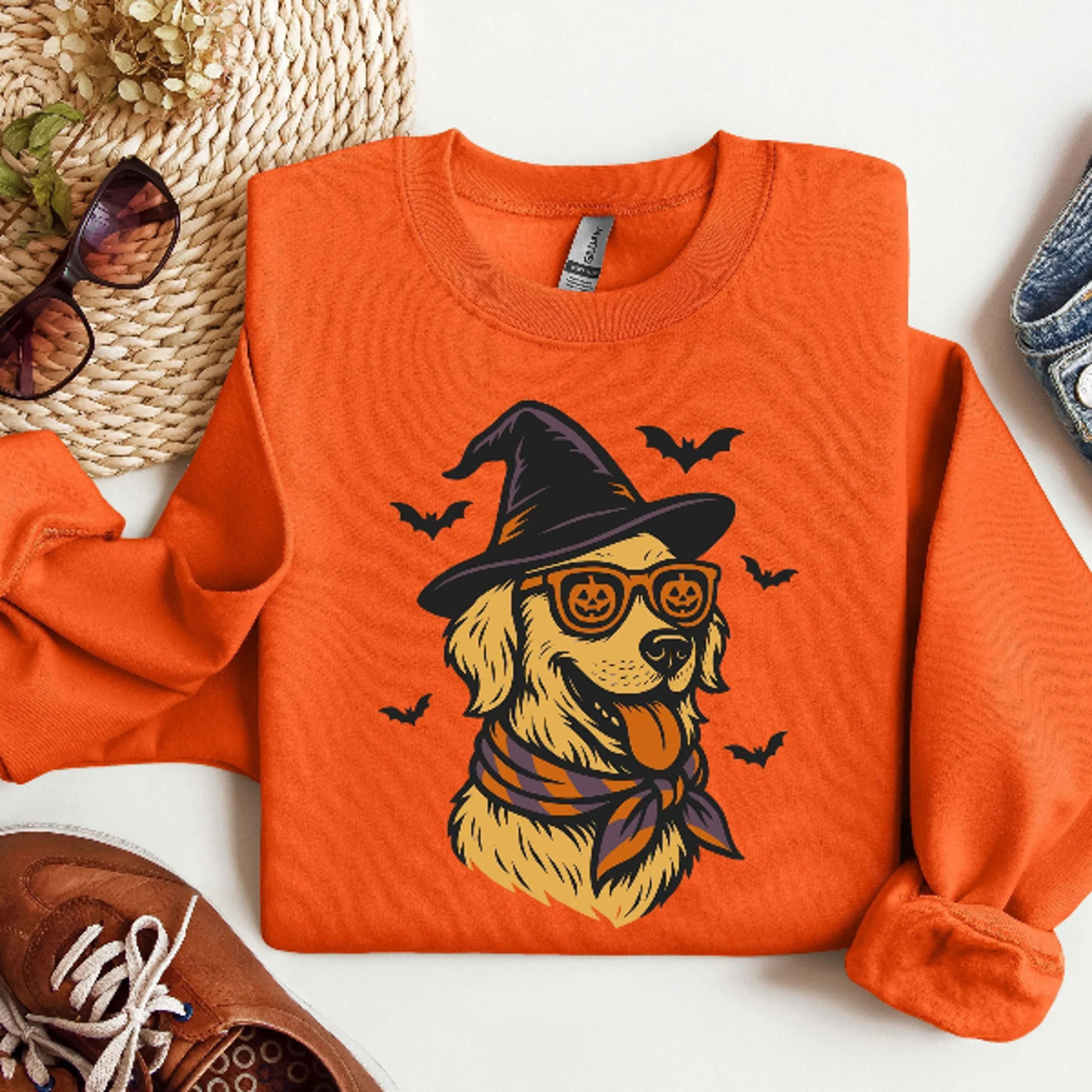Golden Retriever Witch Halloween Shirt Cute Spooky Dog Lover Tee 0