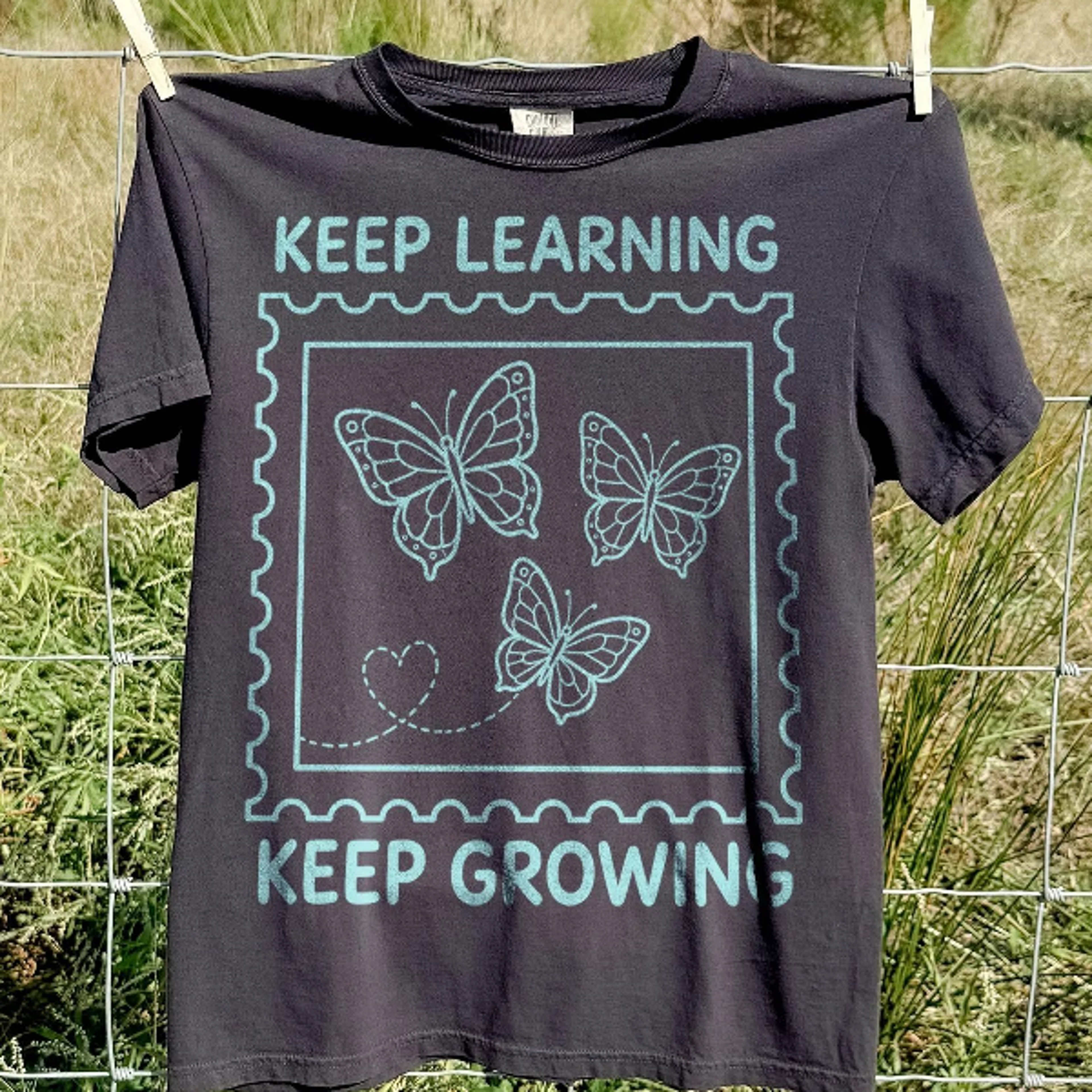 Butterfly Learning Graphic Tee Inspirational Teacher Growth Mindset Shirt Classroom 0