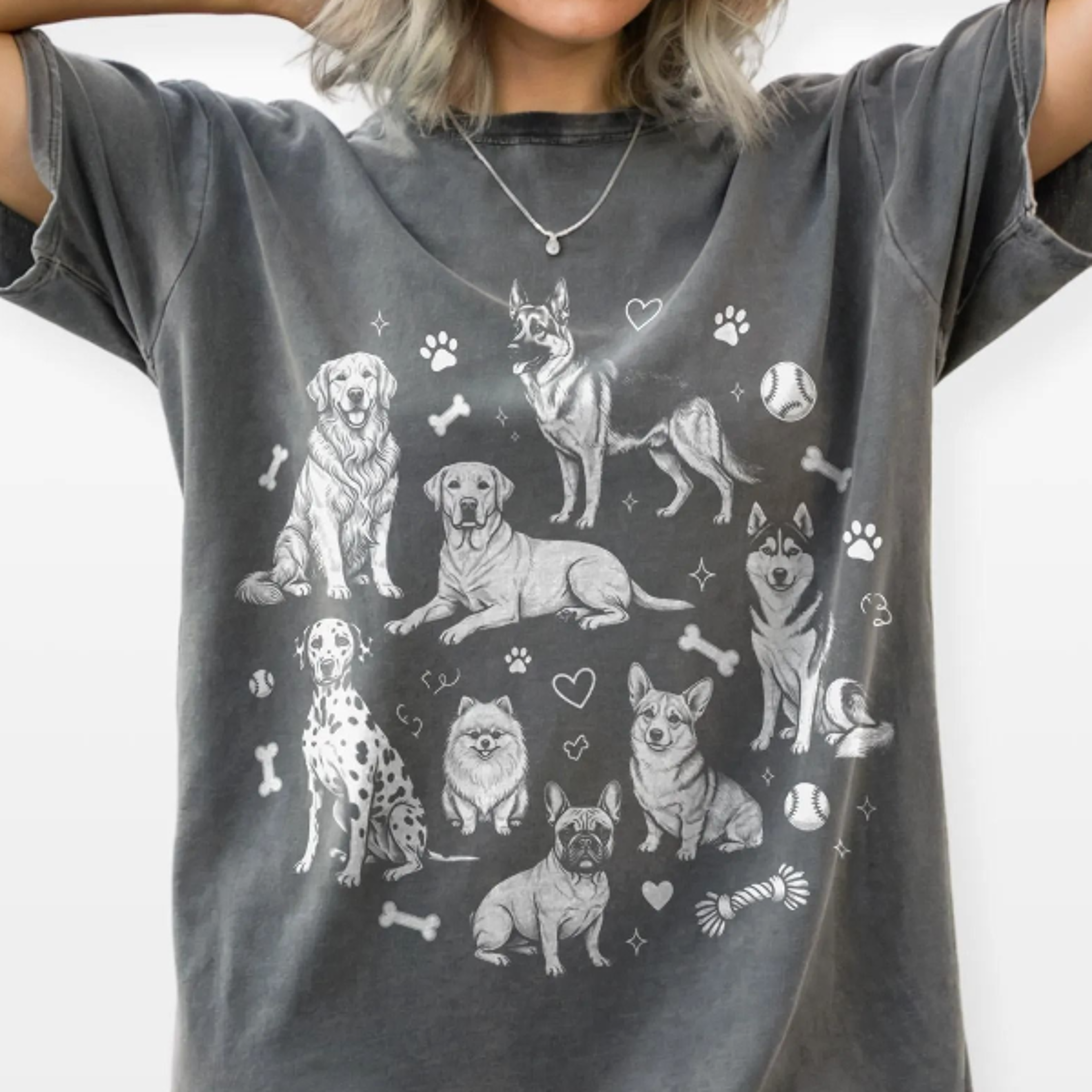 Classic Dog Breeds Graphic Tee Puppy Lover Pet Shirt Vintage Animal Collection Style Top 1