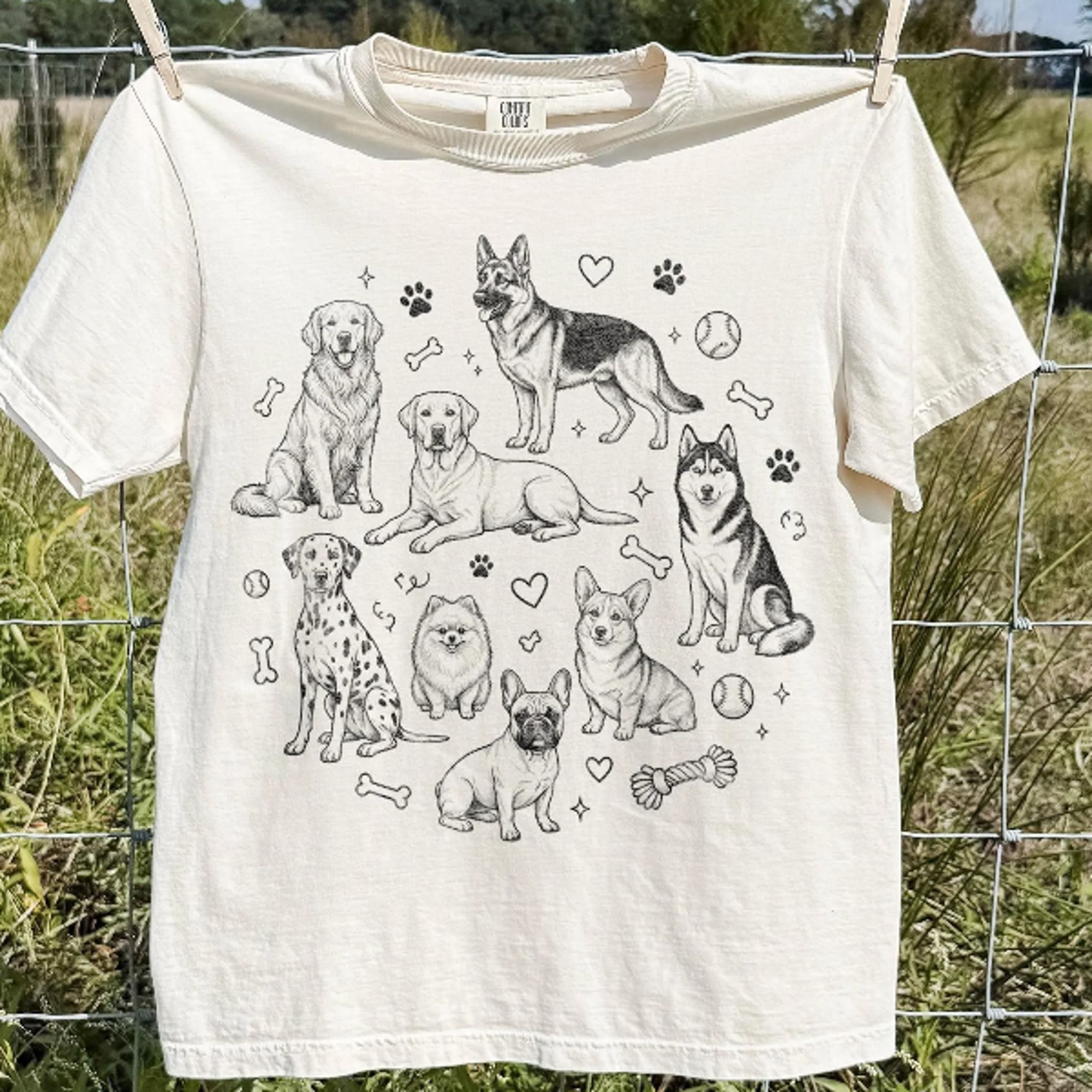 Classic Dog Breeds Graphic Tee Puppy Lover Pet Shirt Vintage Animal Collection Style Top 2