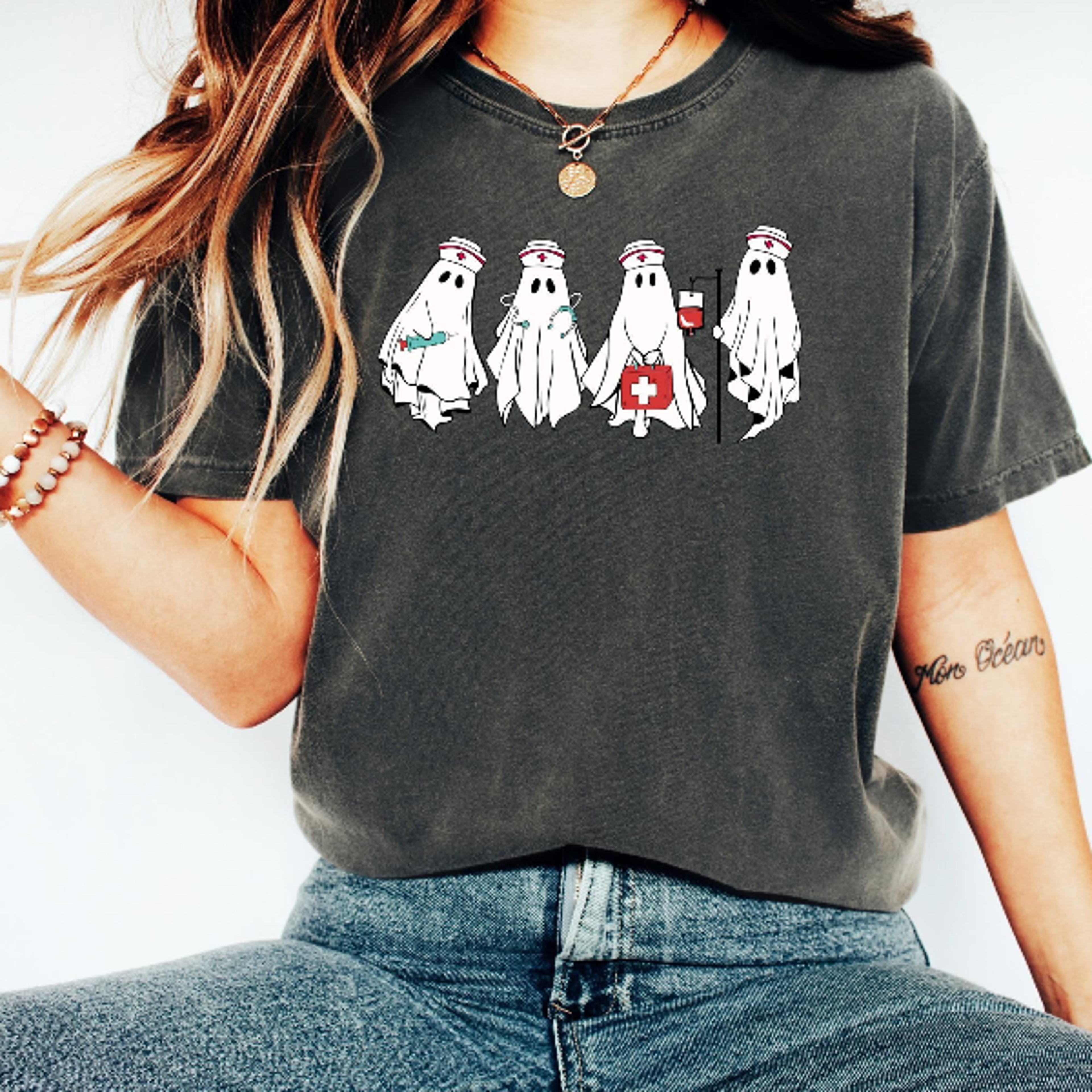 Ghost Nurse Halloween Shirt Boo Crew Spooky Nurse Tee 0