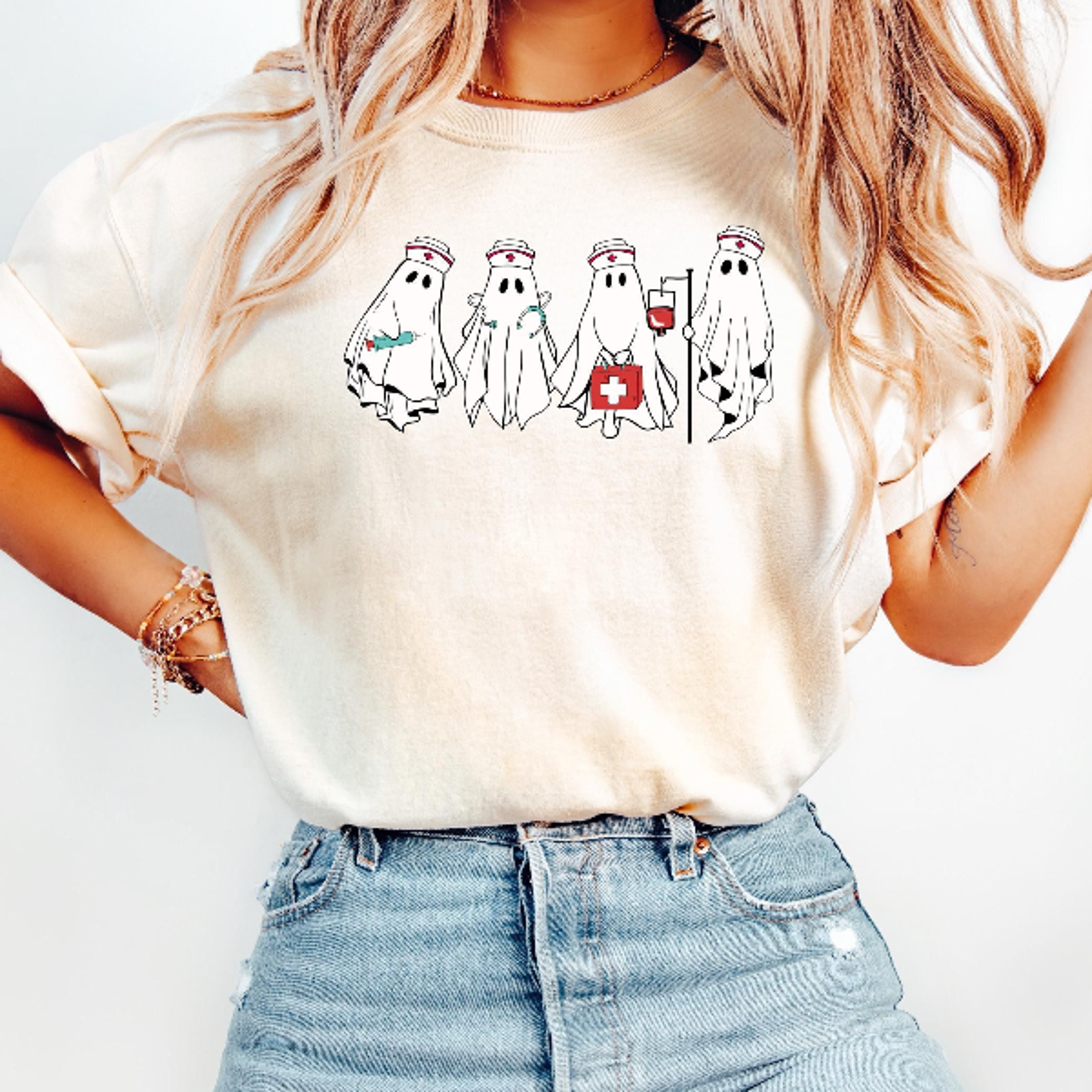 Ghost Nurse Halloween Shirt Boo Crew Spooky Nurse Tee 2