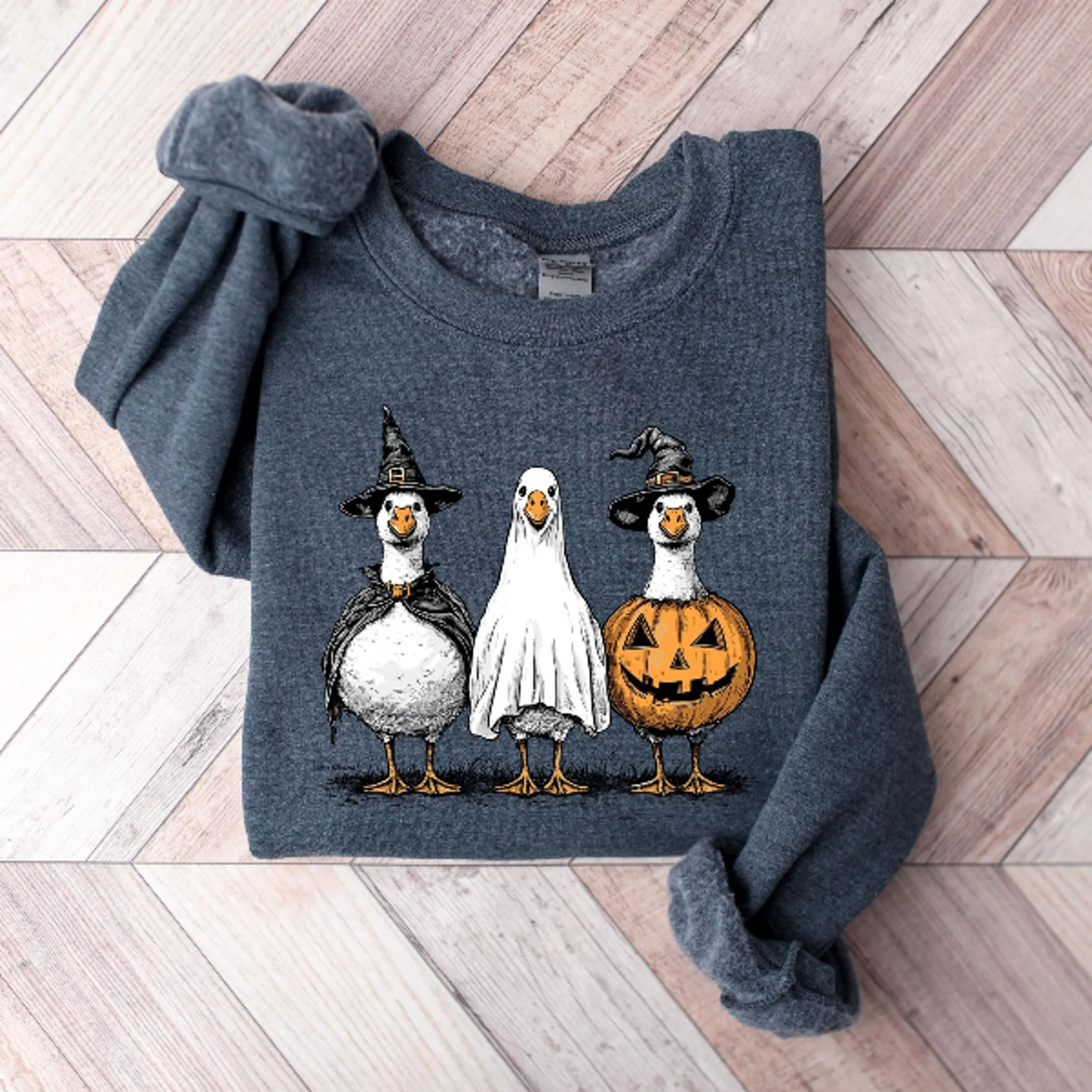 Halloween Duck Costume Shirt Funny Goose Witch Ghost Spooky Tee 0