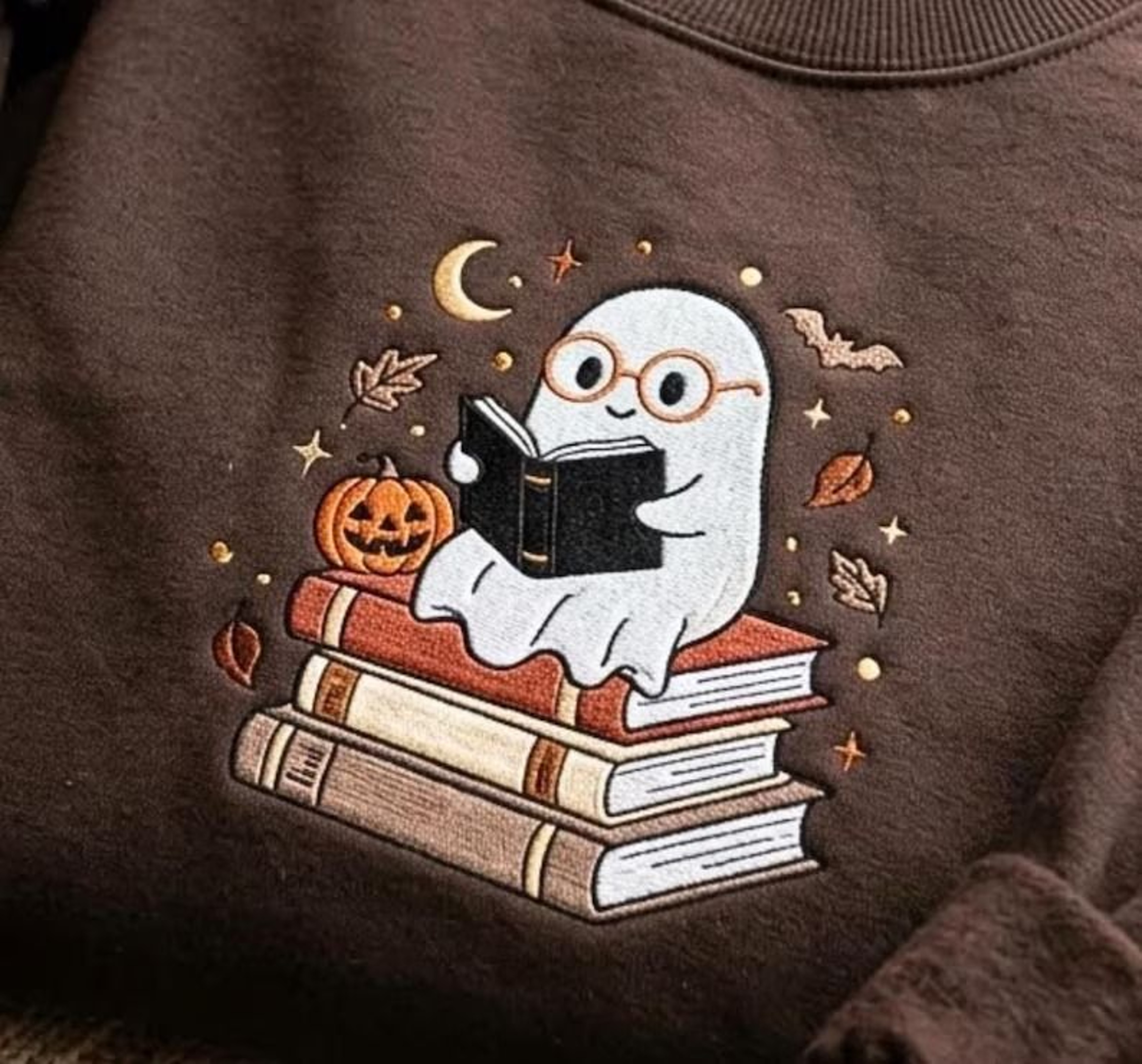 Ghost Reading Books Sweatshirt Spooky Season Book Lover Gift 1