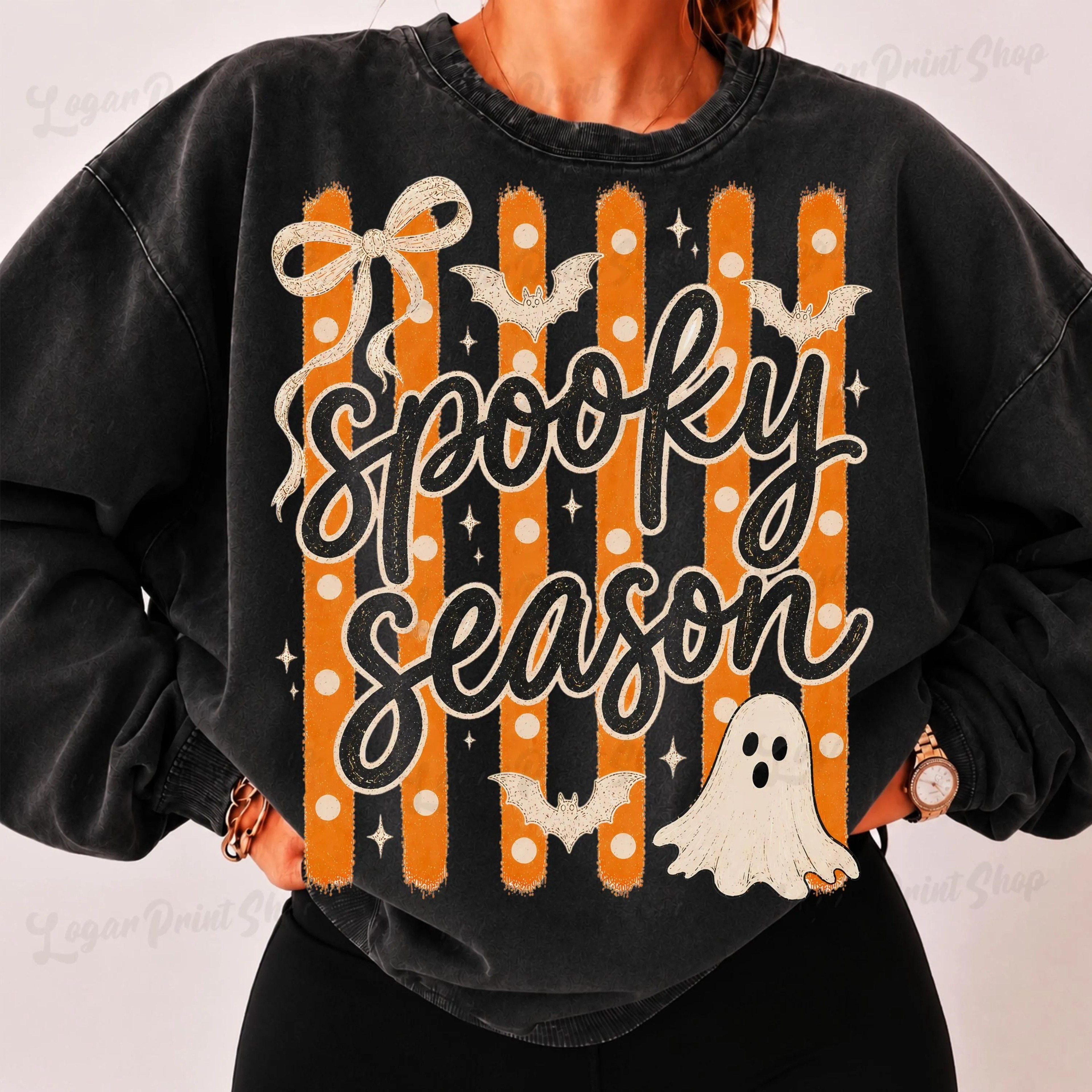 Spooky Season PNG Halloween Ghost Sublimation Design Coquette Halloween Digital File 1