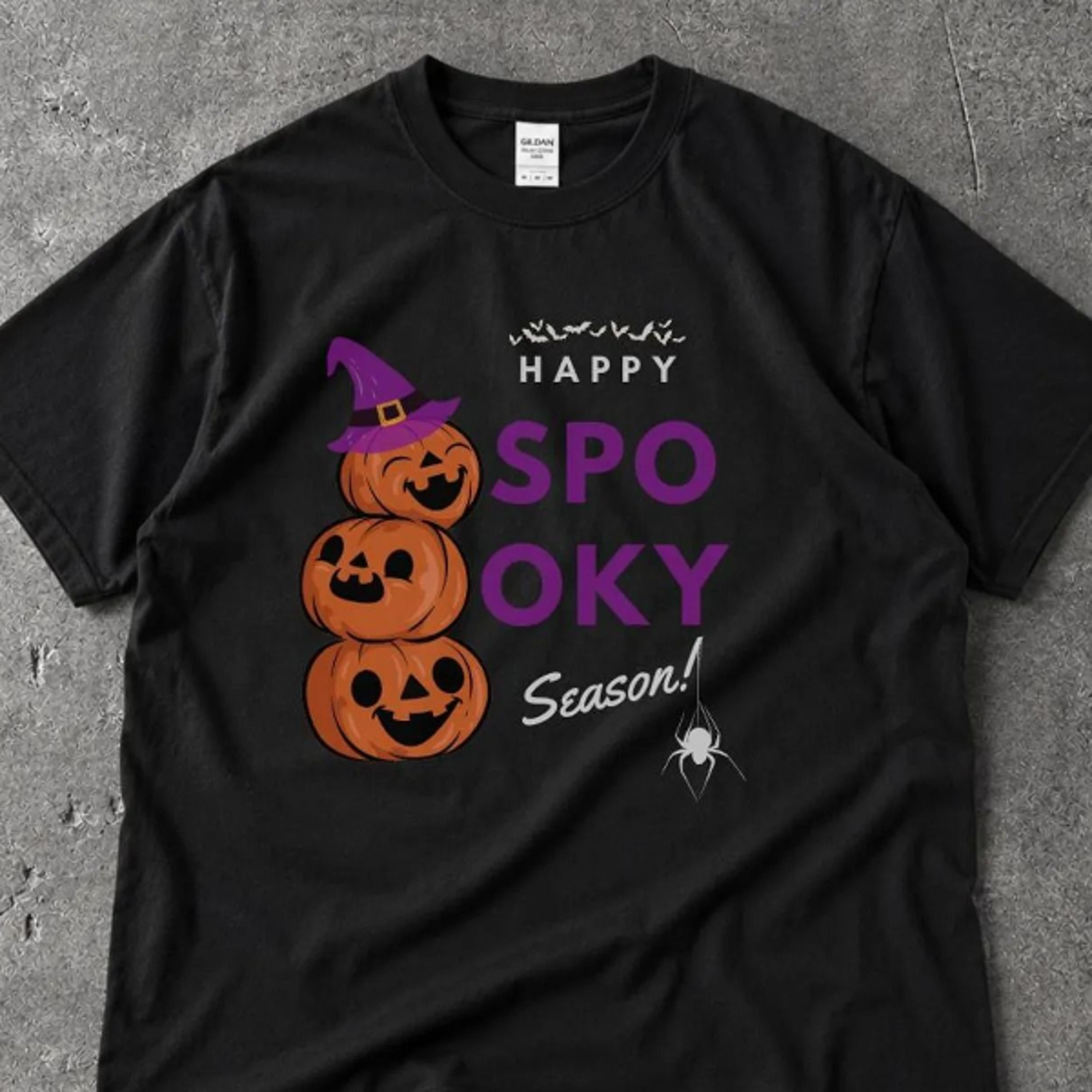 Happy Spooky Season Shirt Halloween Graphic Tee Jack O Lantern Graphic Striped Halloween 1
