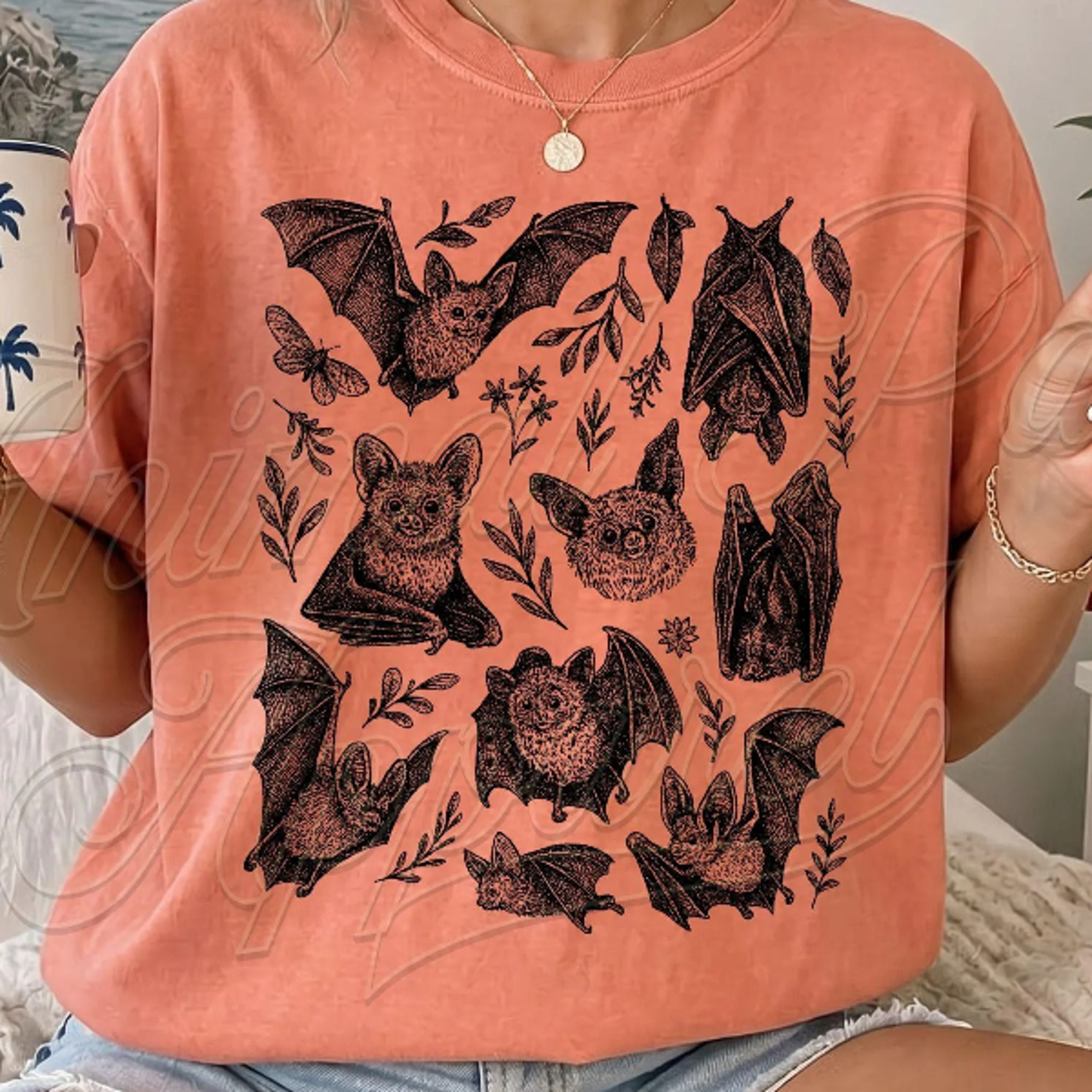 Vintage Bat TShirt Gothic Cottagecore Graphic Tee Bats 90s T Shirt Halloween Bats Tee 1