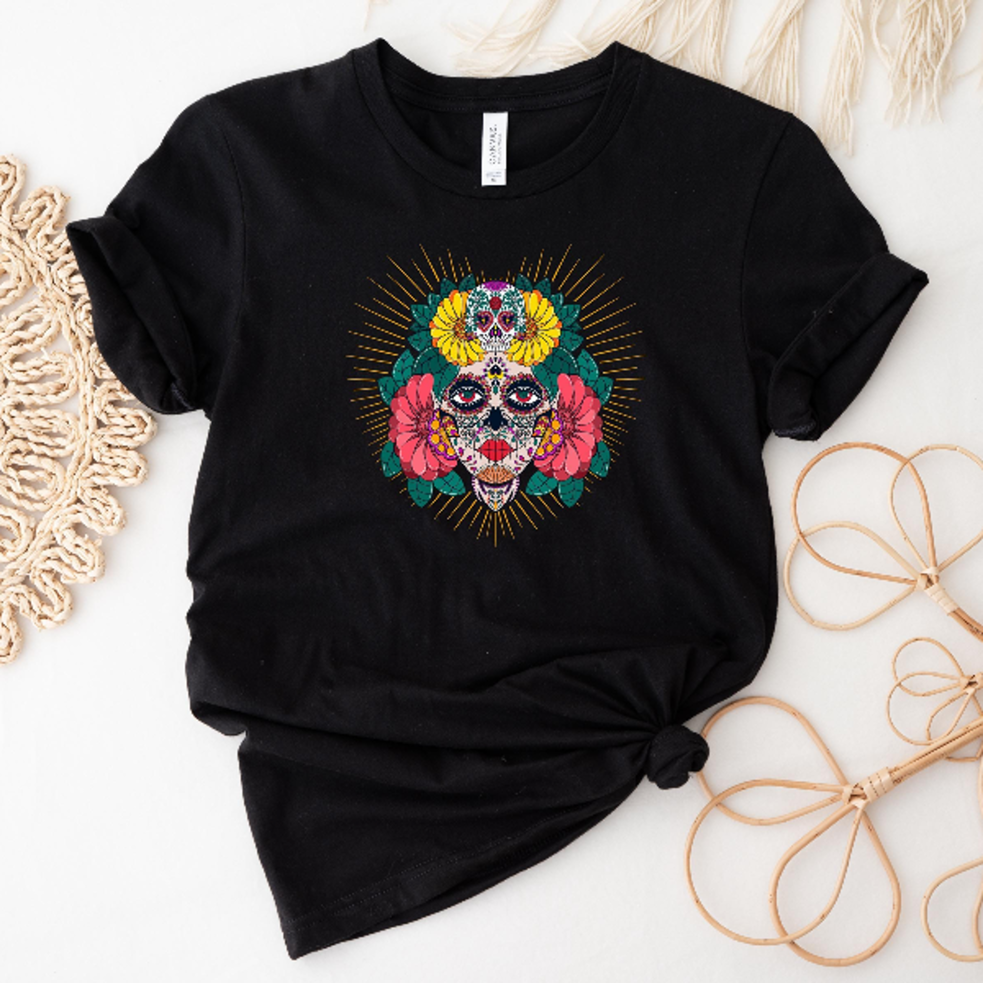 Dia De Los Muertos TShirt Sugar Skull Day Of The Dead Halloween Tee 2