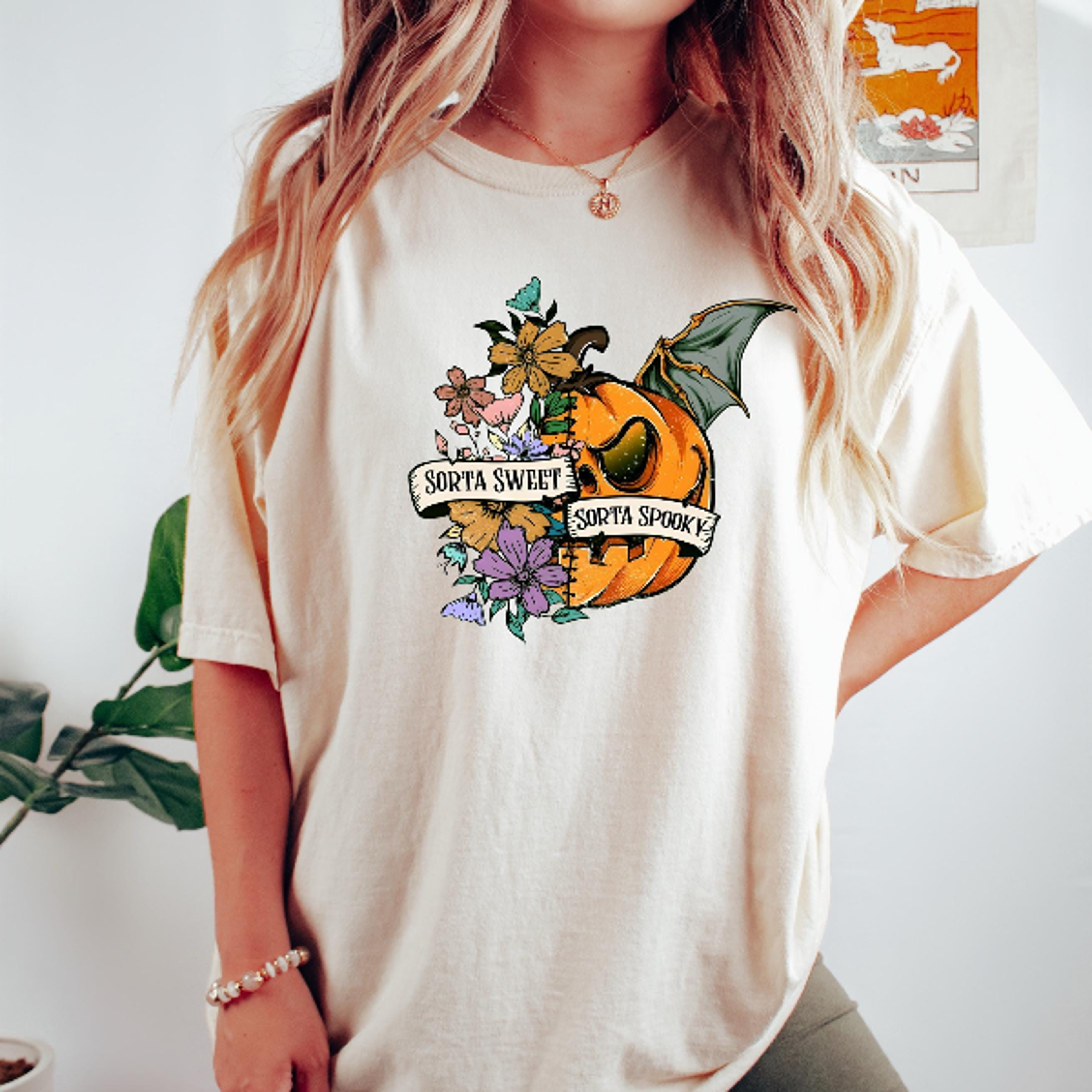 Sorta Sweet Sorta Spooky Funny Halloween Shirt Halloween Wildflower Shirt Halloween Pumpkin Shirt H 