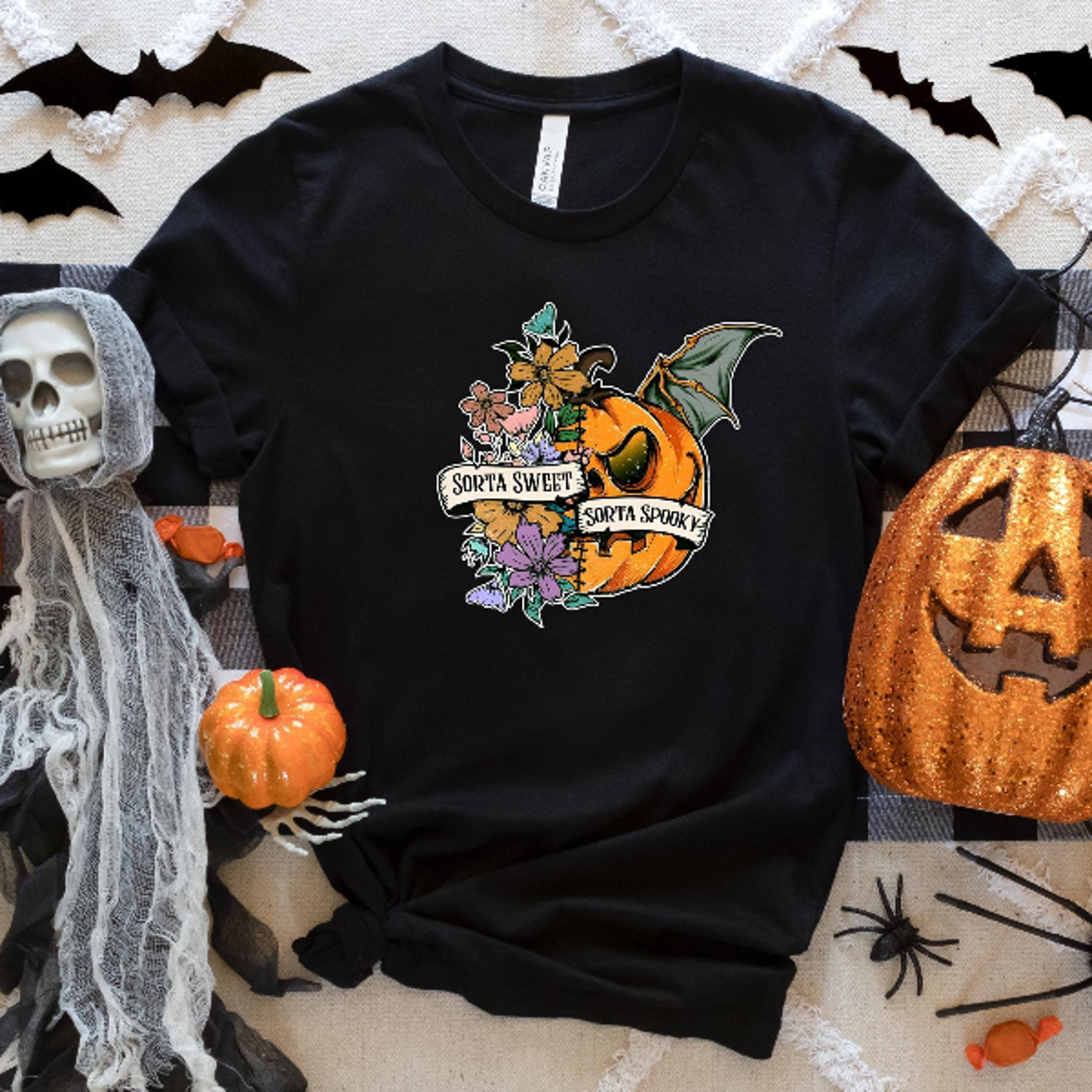 Sorta Sweet Sorta Spooky Funny Halloween Shirt Halloween Wildflower Shirt Halloween Pumpkin Shirt H 