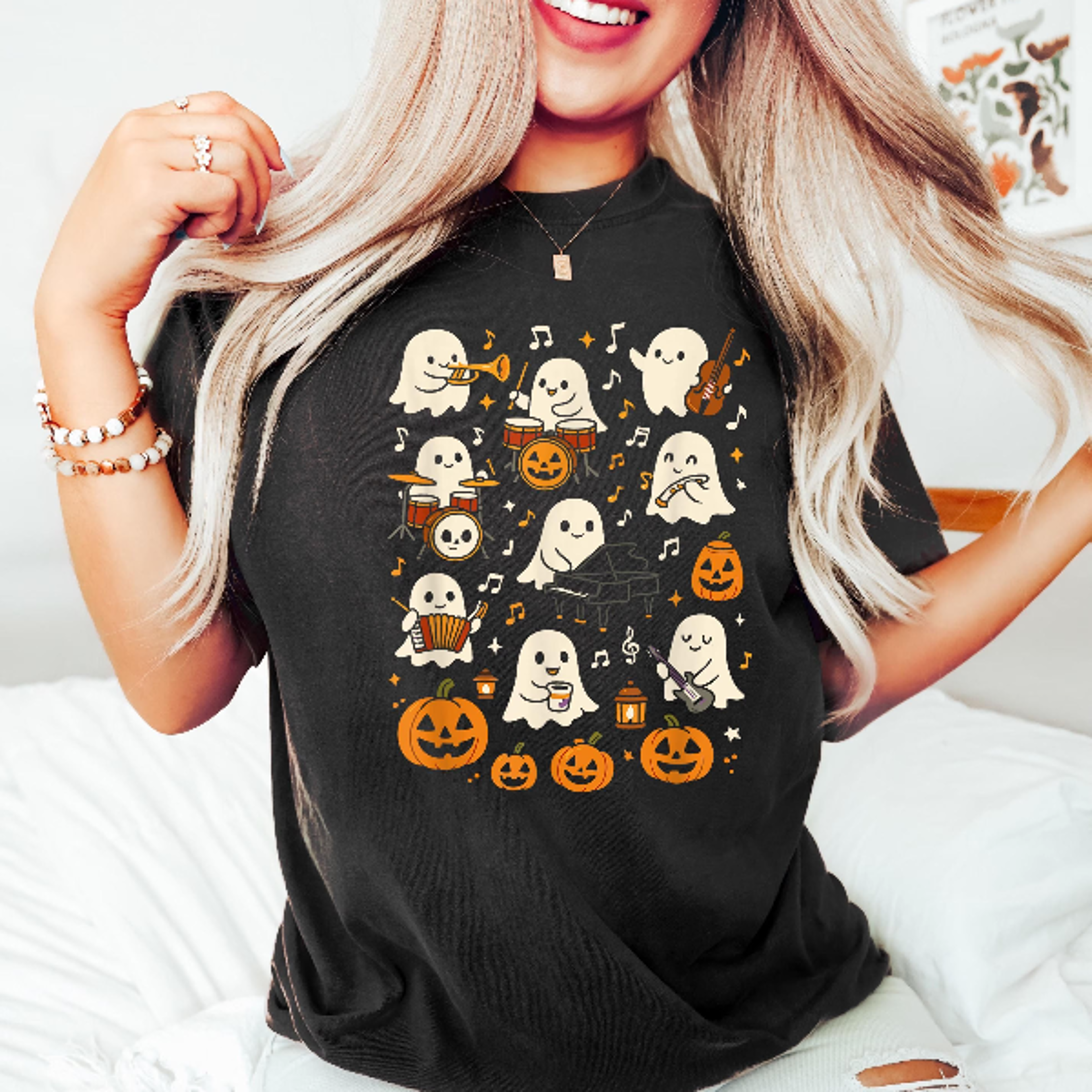 Spooky Halloween Music Teacher Shirt Spooky Music Teacher Shirt Ghost Music Teacher Shirt Music Lov 