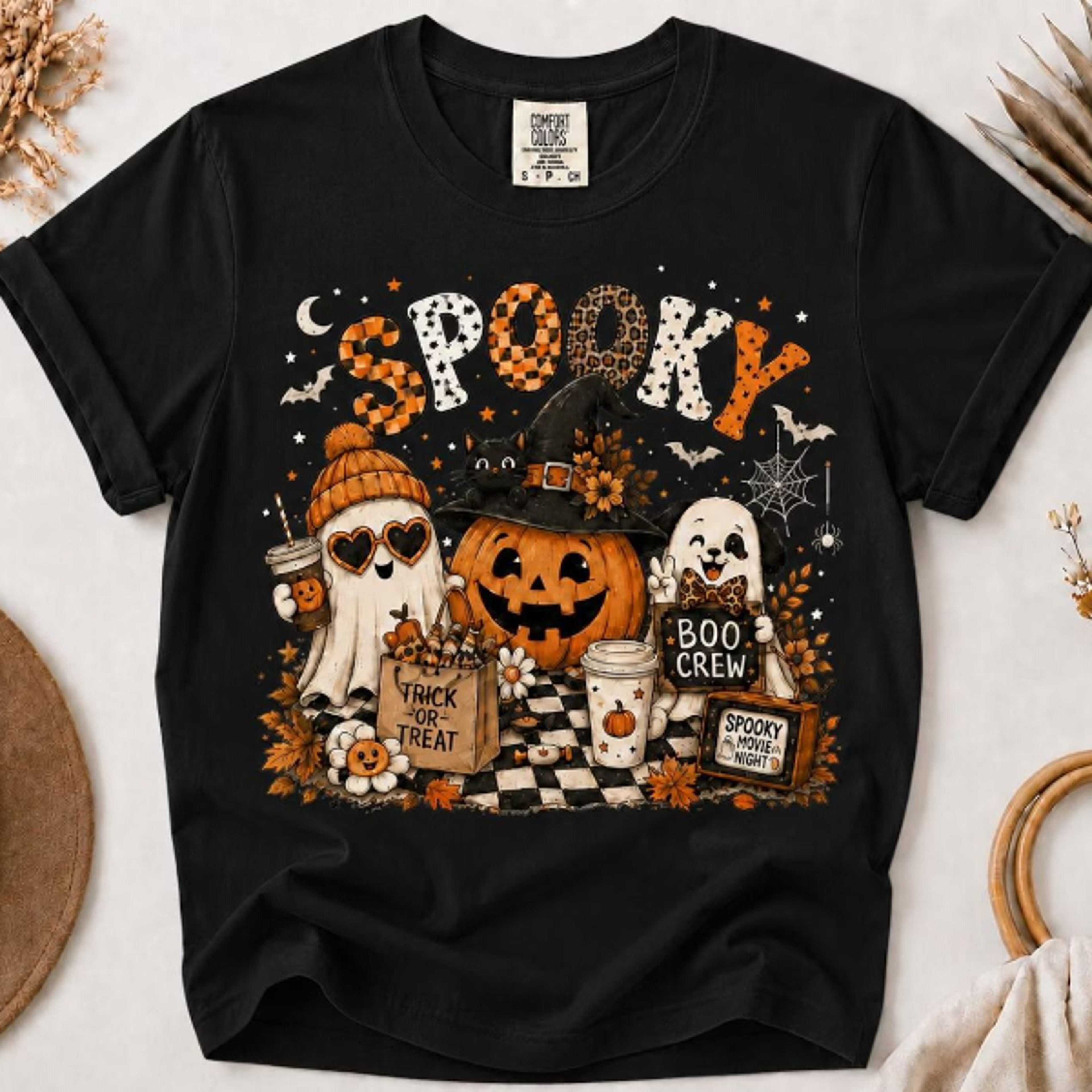 Pooky Halloween Ghost Pumpkin Shirt Cute Boo Crew Graphic Tee Fall Autumn Tee Cozy Halloween Shirt 1