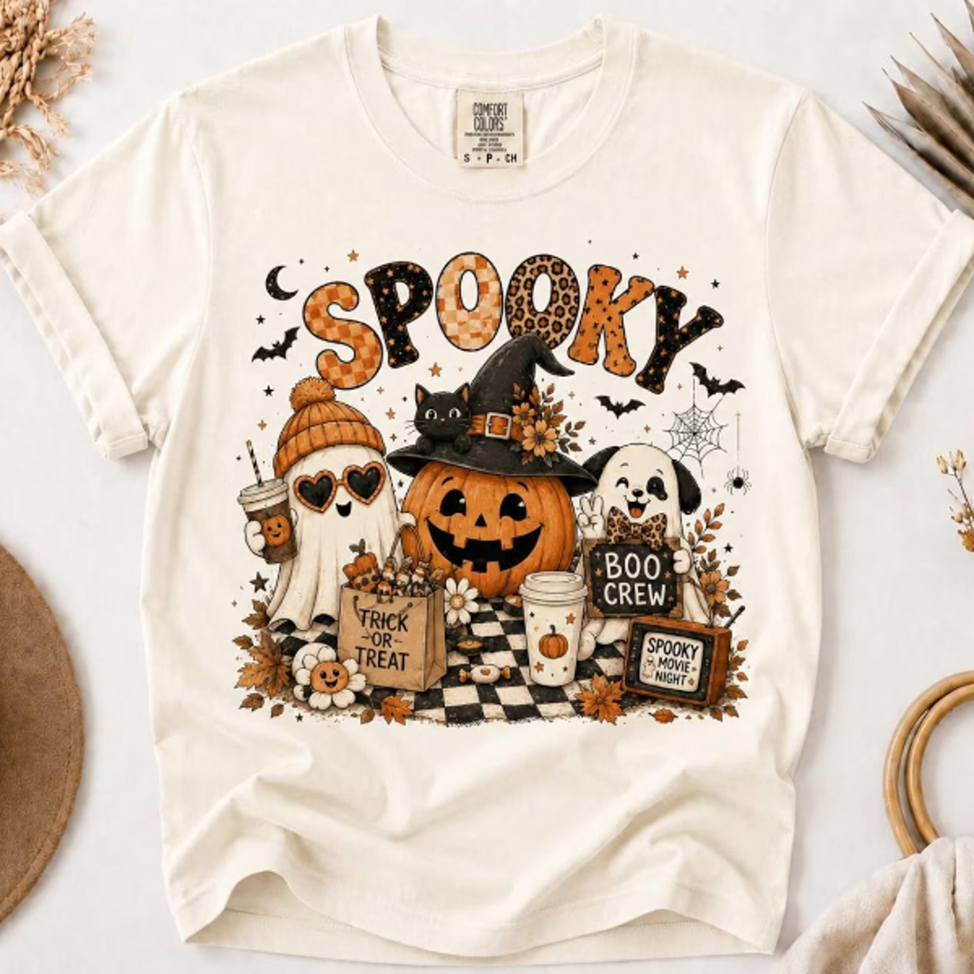 Pooky Halloween Ghost Pumpkin Shirt Cute Boo Crew Graphic Tee Fall Autumn Tee Cozy Halloween Shirt 2