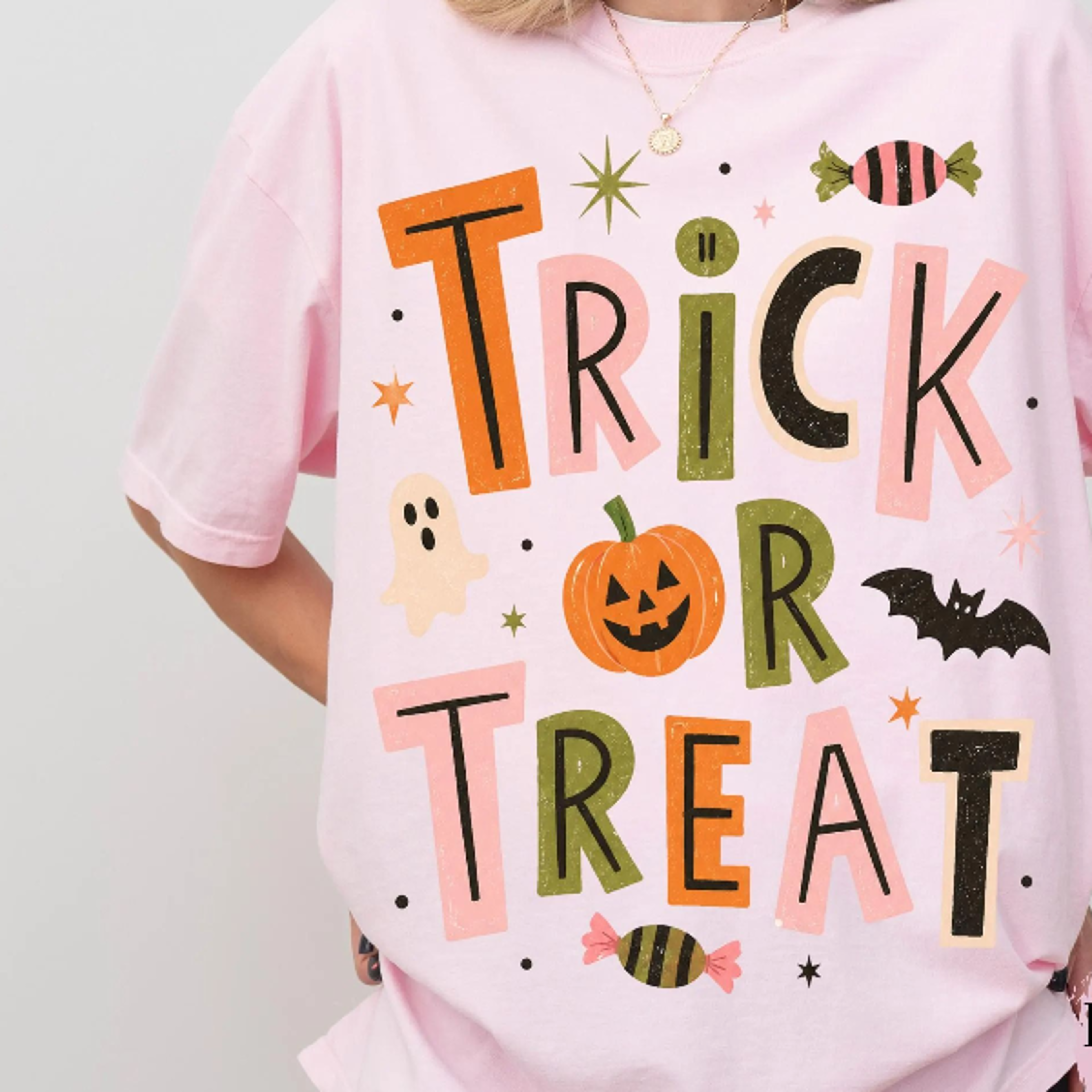 Trick Or Treat Shirt Vintage Halloween Graphic Tee Retro Pumpkin Season Apparel Spooky Season Gift