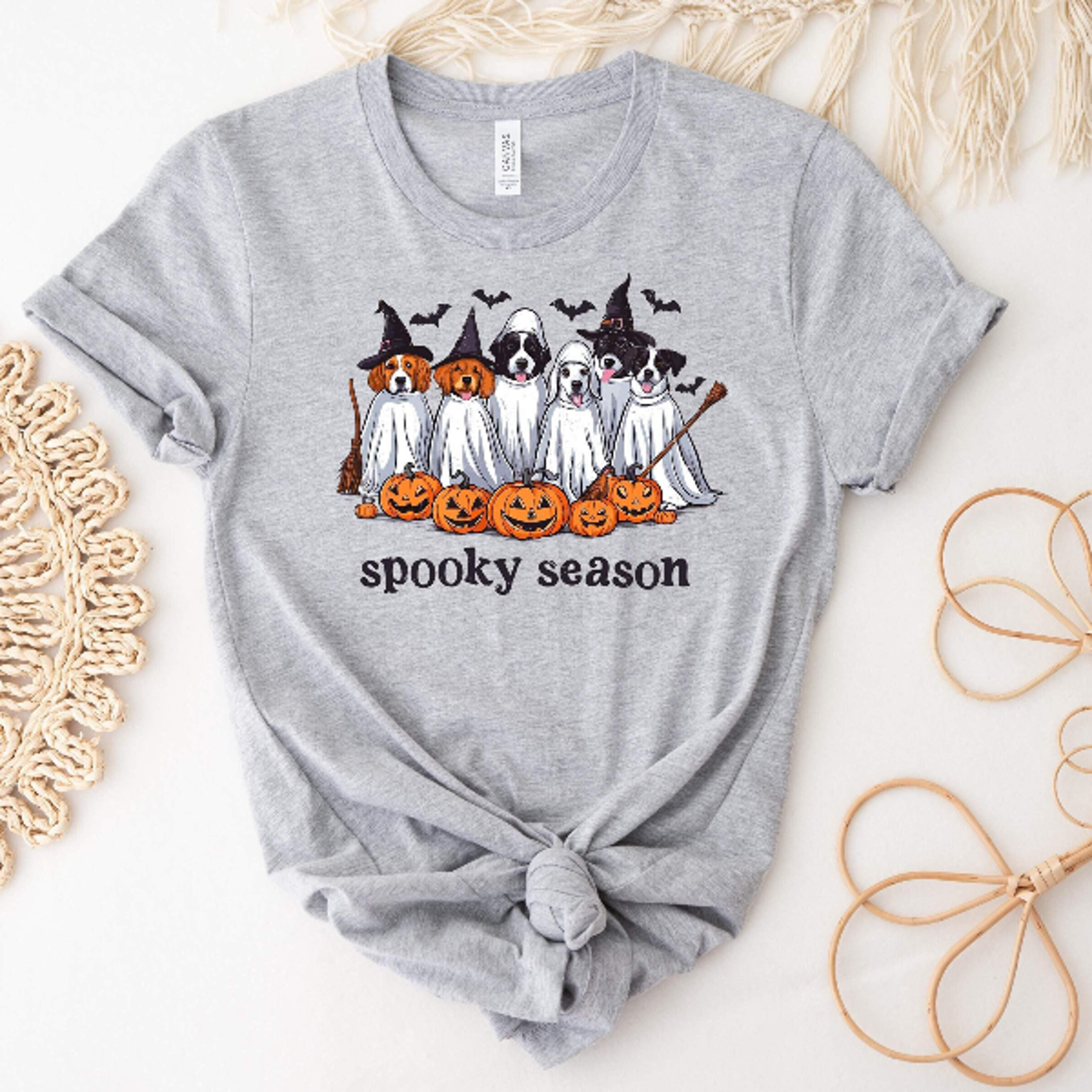 Cute Ghost Dog Halloween Shirt Spooky Pumpkin Dogs Fall Tee 0
