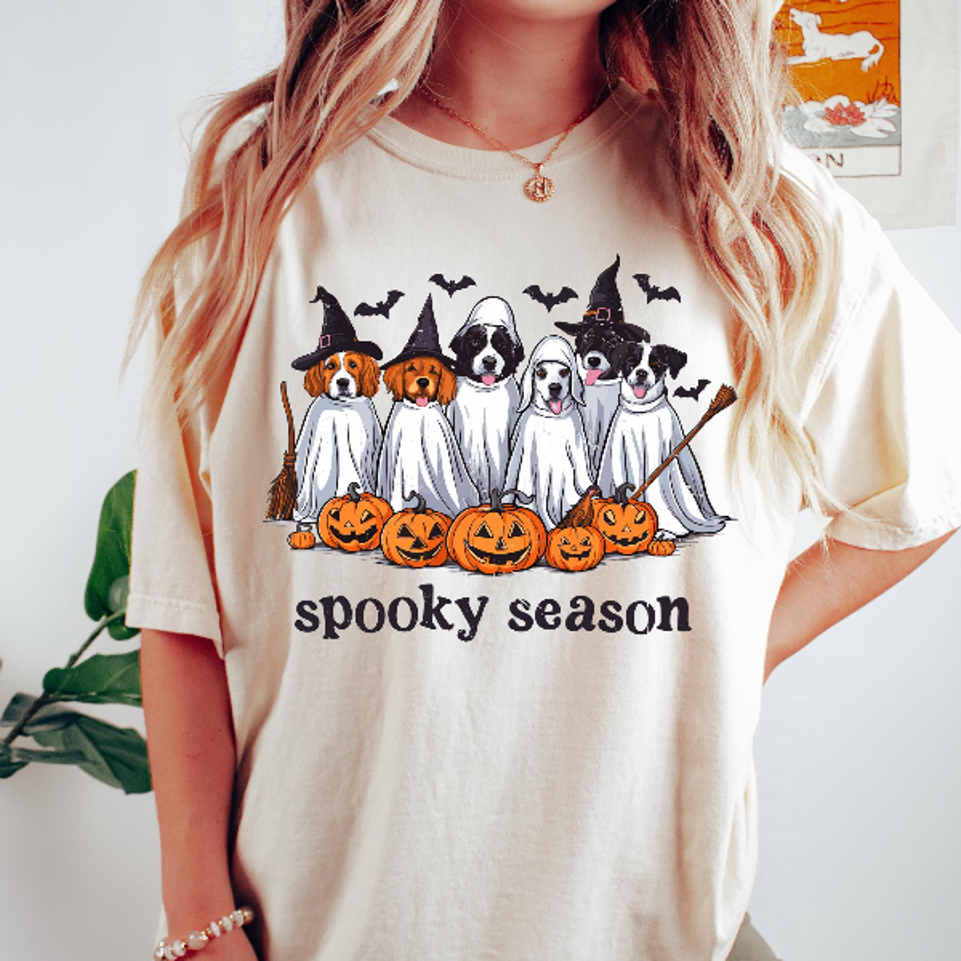 Cute Ghost Dog Halloween Shirt Spooky Pumpkin Dogs Fall Tee 1