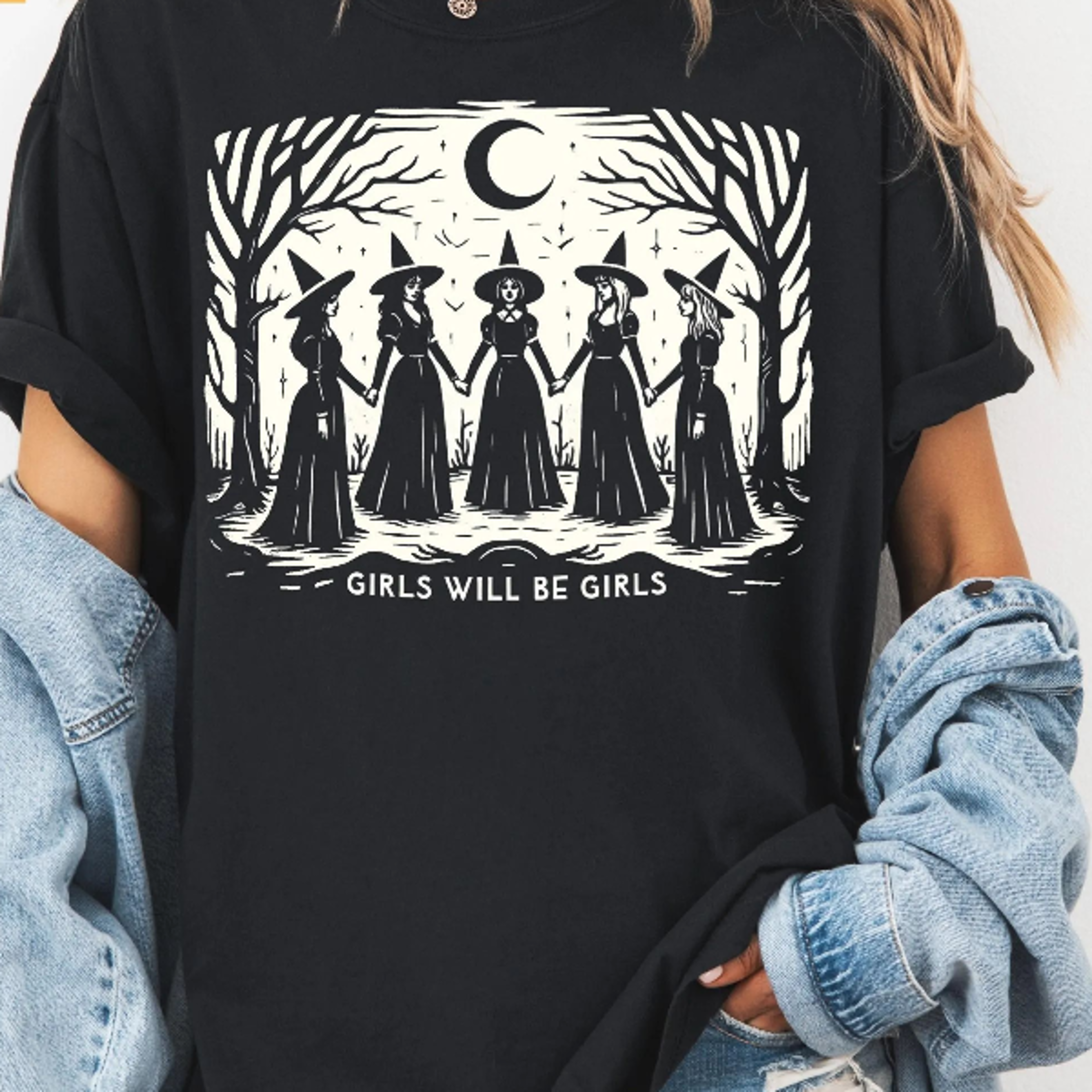 Hirt Funny Witch Vintage Shirt Vintage Halloween Women Shirt Witchy Vibes Shirt 0