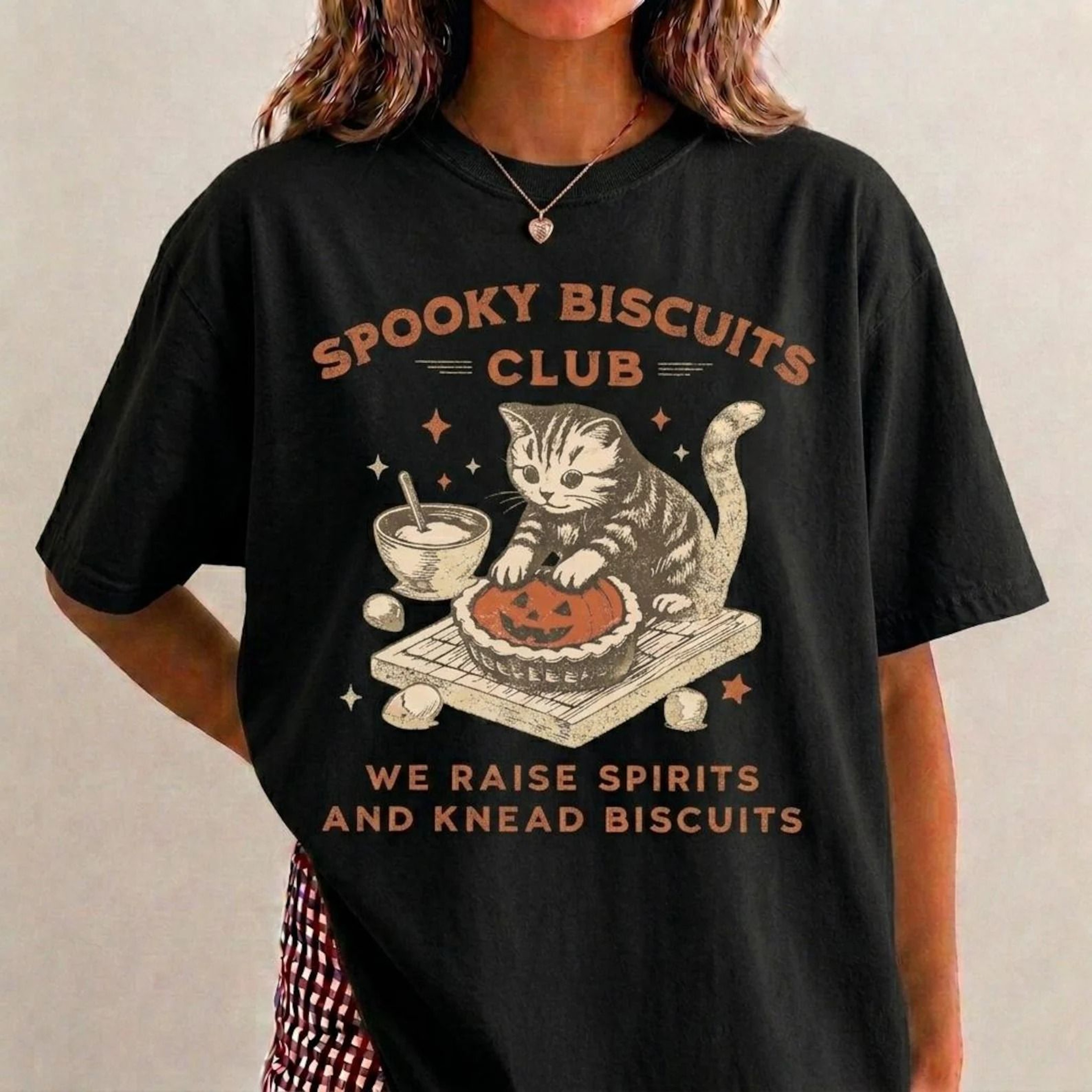 Spooky Biscuits Club Shirt Halloween Cat TShirt Pumpkin Pie Tee Spooky Cat Shirt Halloween Baking T 2