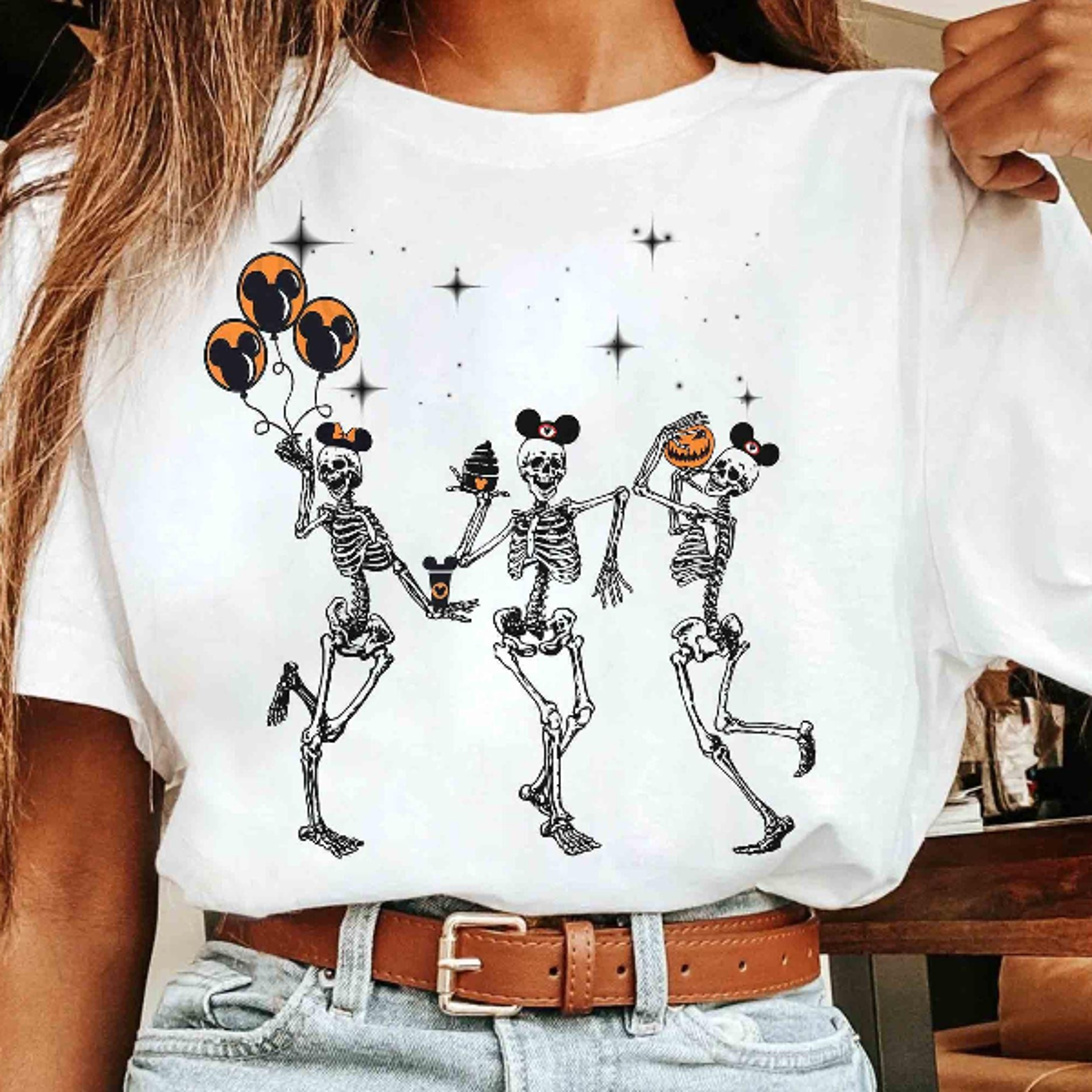 Disney Halloween Party Dancing Skeleton Mickey Ears Shirt Funny Skeleton Tee Disneyland Halloween F 