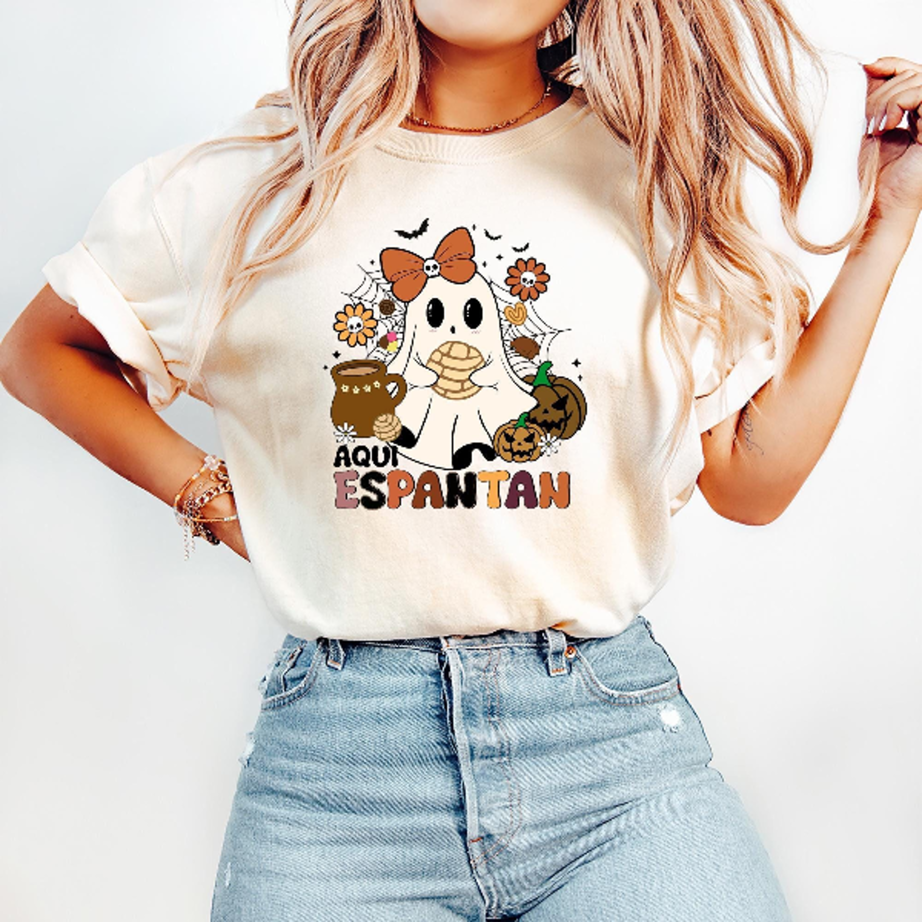 Aqui Espantan Ghost Shirt For Halloween Spooky Conchas Mexican Ghost Tshirt For Women Regalos En Es 