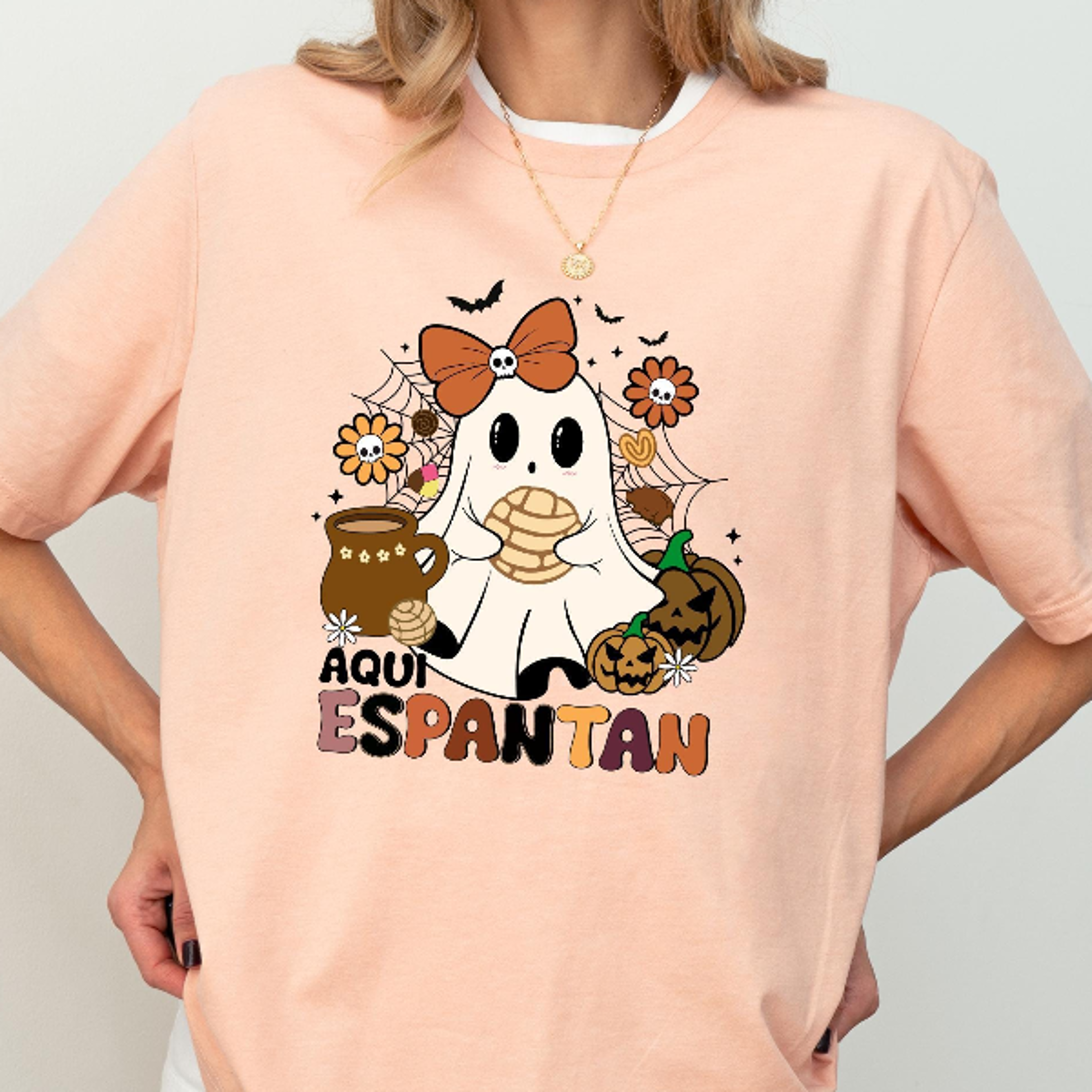 Aqui Espantan Ghost Shirt For Halloween Spooky Conchas Mexican Ghost Tshirt For Women Regalos En Es 