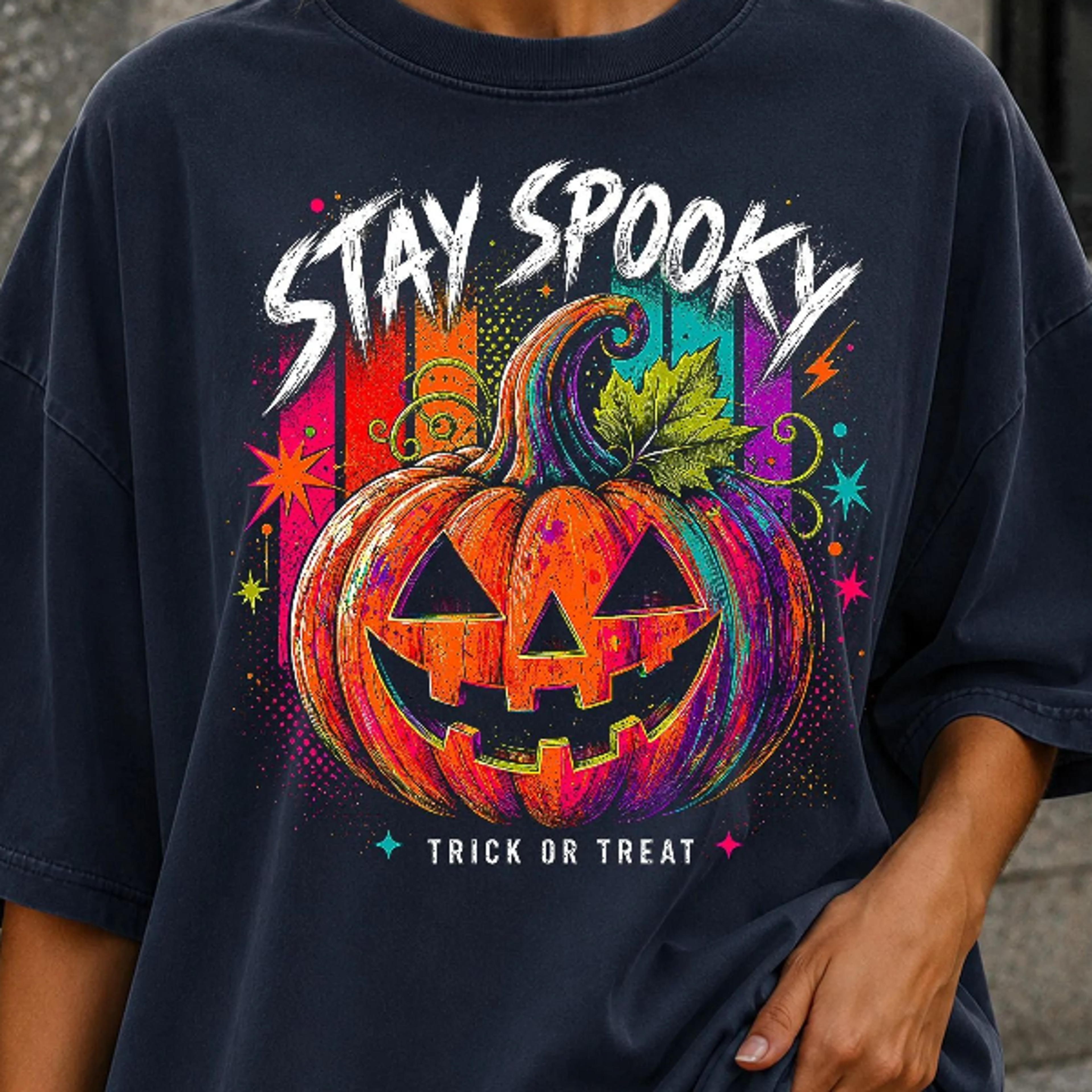 1717 Halloween Pumpkin Tee Retro Trick Or Treat Graphic Shirt Vintage Halloween Shirt Fall Graphic  