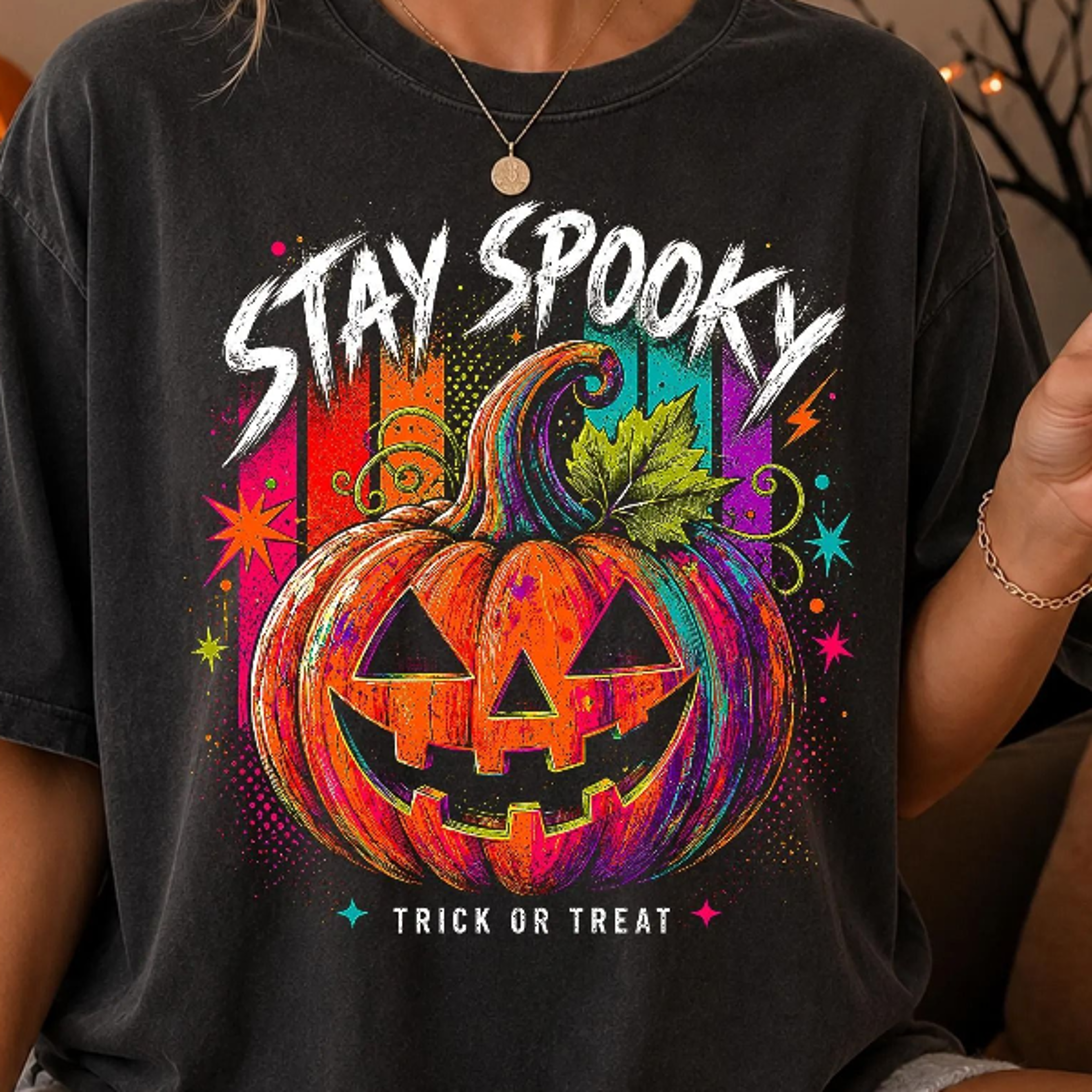 1717 Halloween Pumpkin Tee Retro Trick Or Treat Graphic Shirt Vintage Halloween Shirt Fall Graphic  