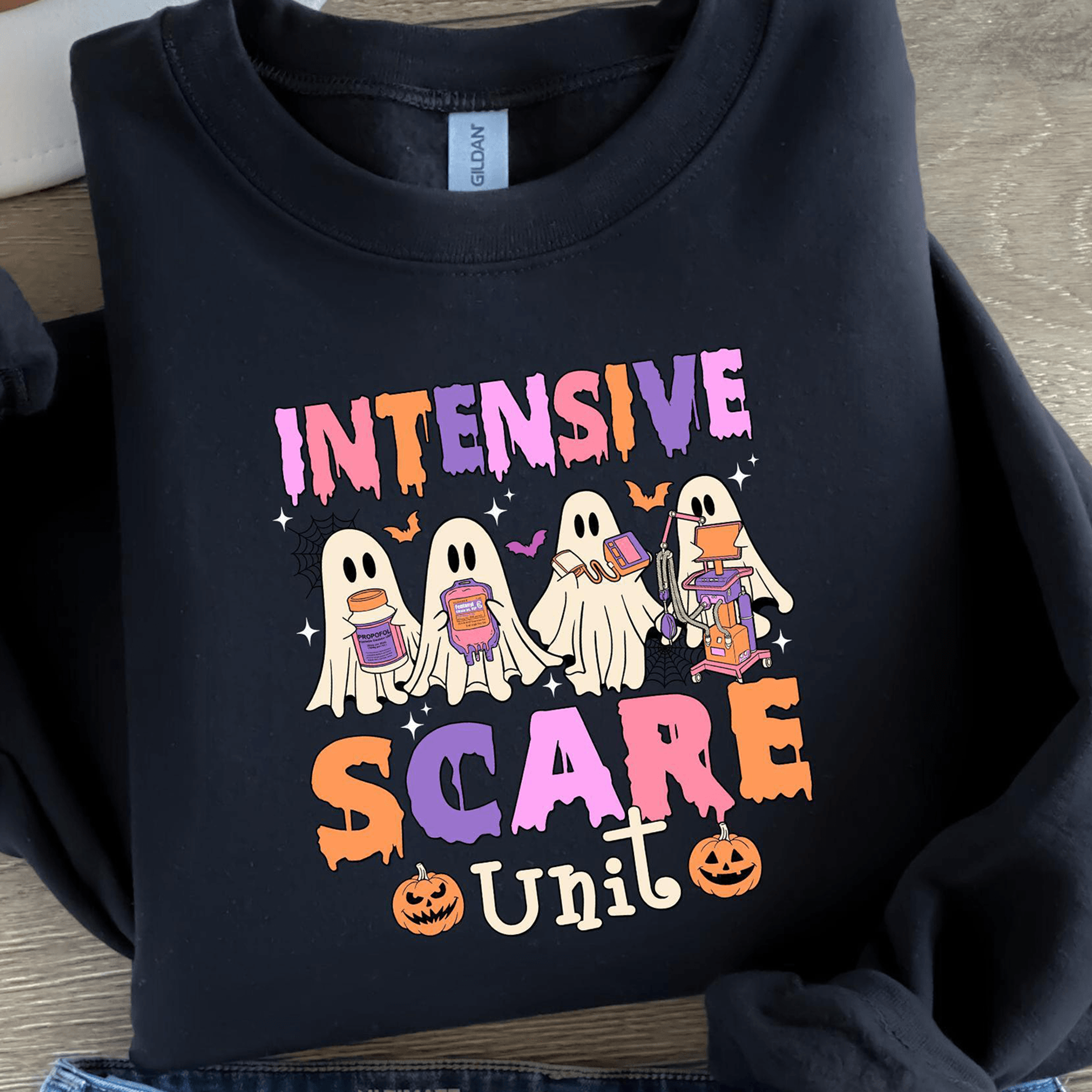 ICU Nurse Halloween Shirt Intensive Scare Unit Spooky Crew Tee 3