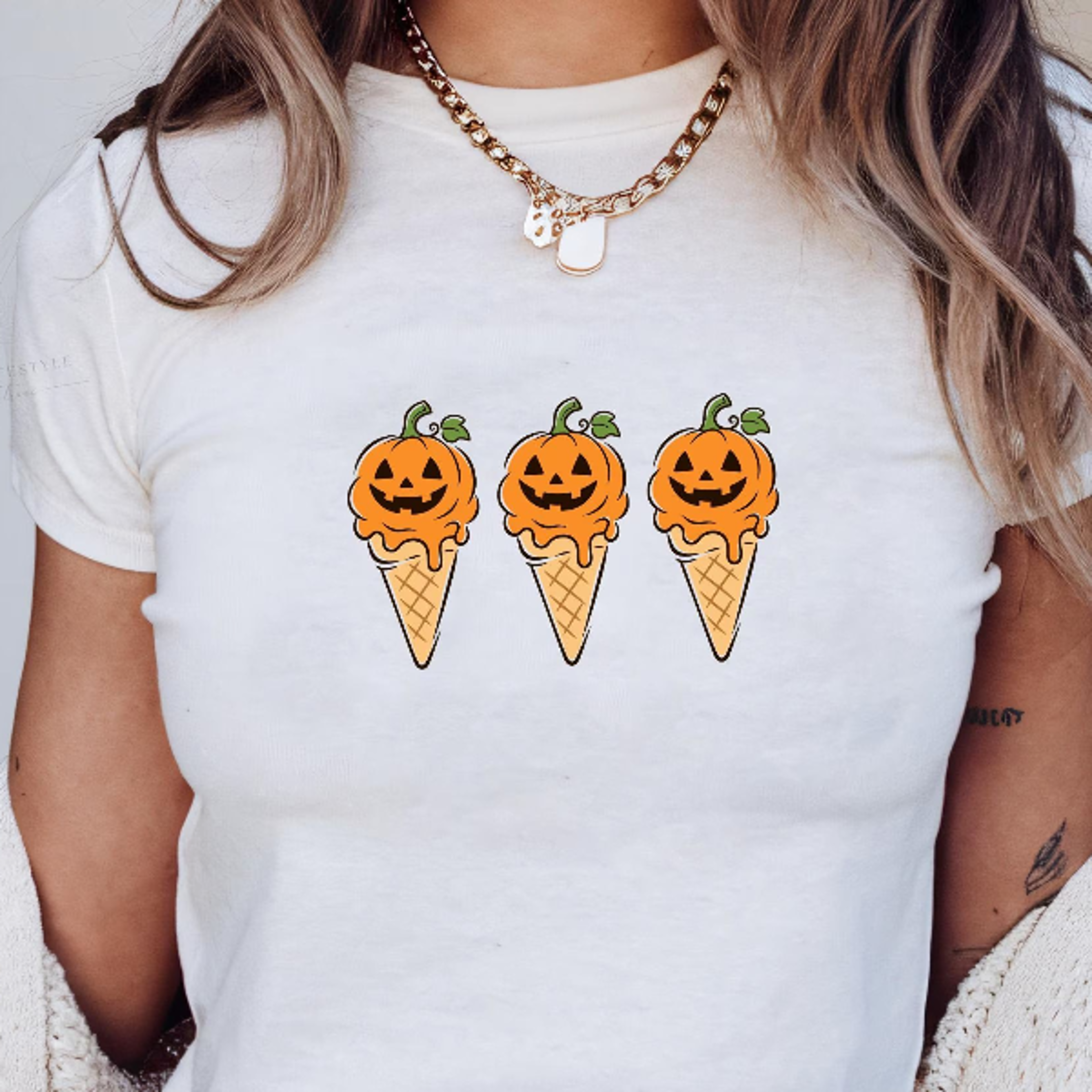 Summerween Shirt Spooky Summer Tee Halloween Tshirt Pumpkin Ice Cream Tshirt 0