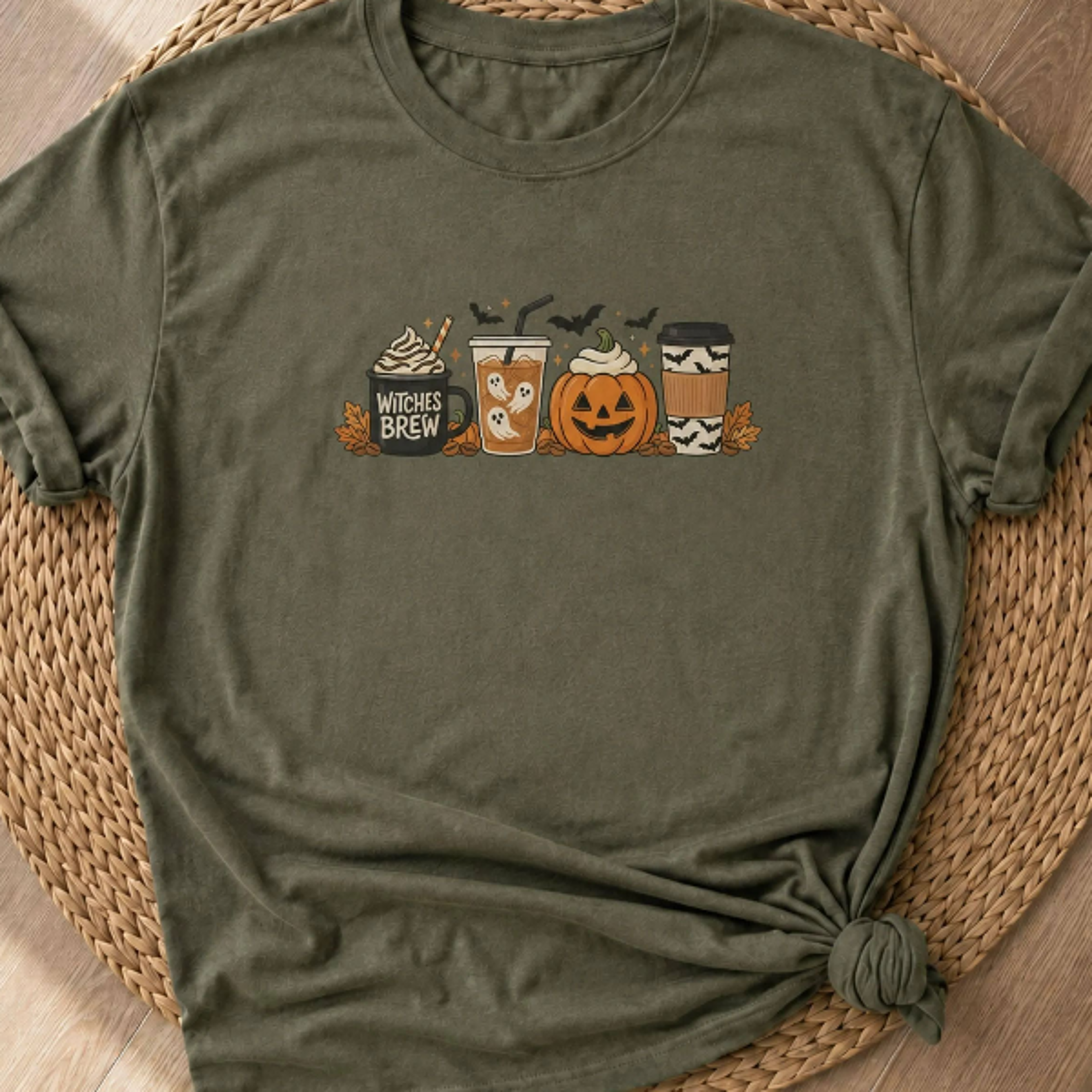 Halloween Pumpkin Latte Lineup TShirt  Spooky Coffee Graphic Tee Amir 2