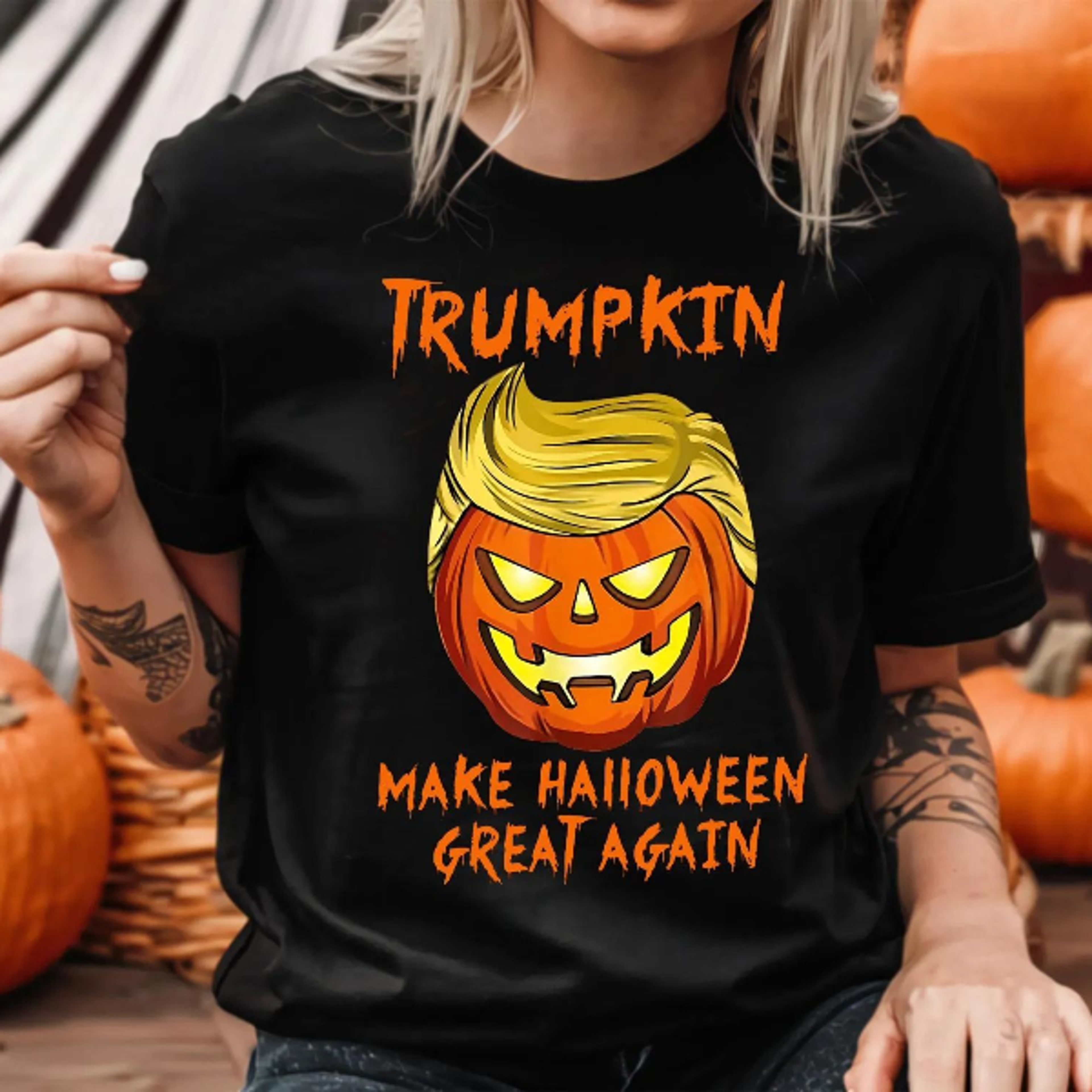 Halloween Trumpkin Shirt Halloween Shirt President Trump 2024 Shirt Stand With Trump Shirt Make Hal