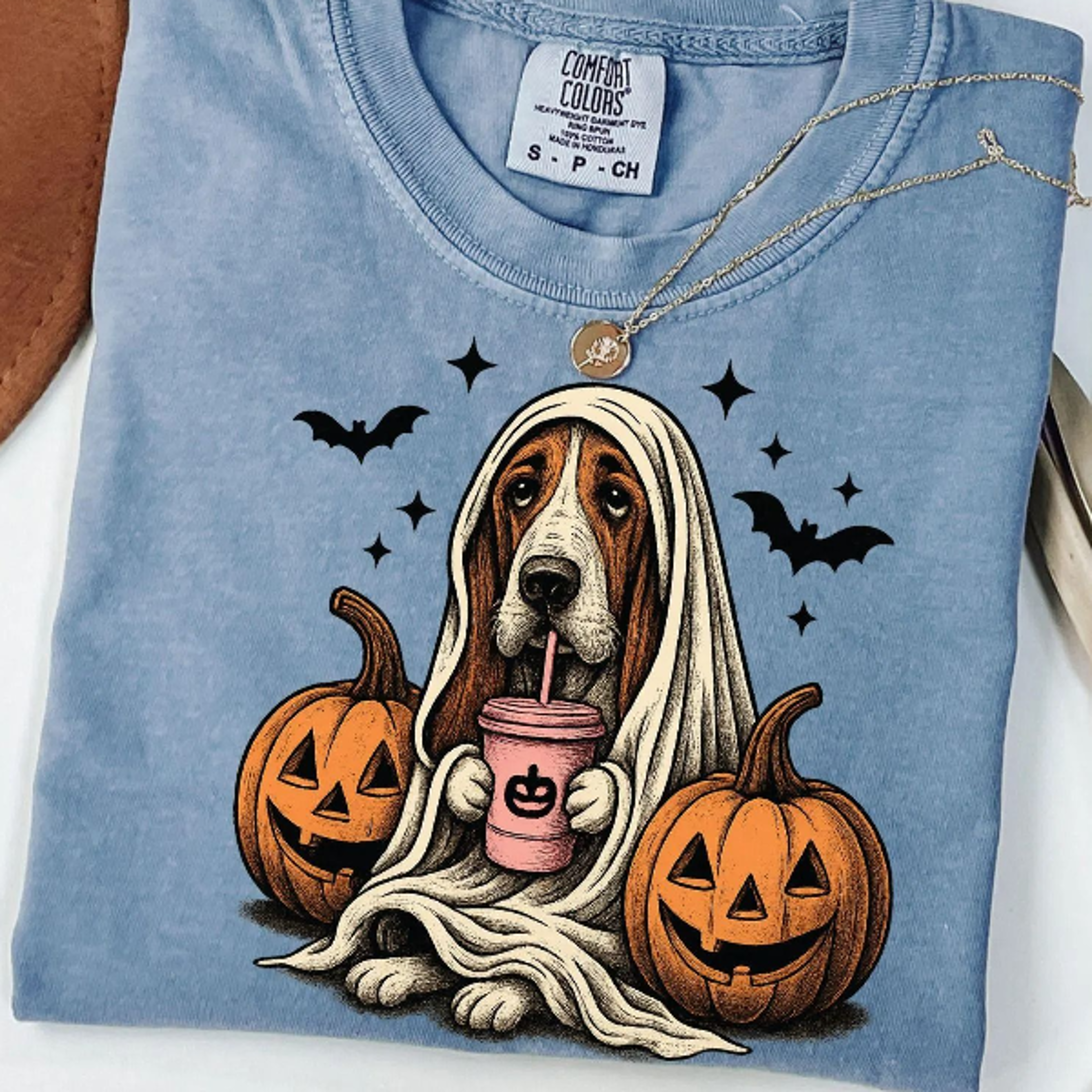 Basset Hound Ghost TShirt  Retro Halloween Dog Shirt Daniel Nunez 2