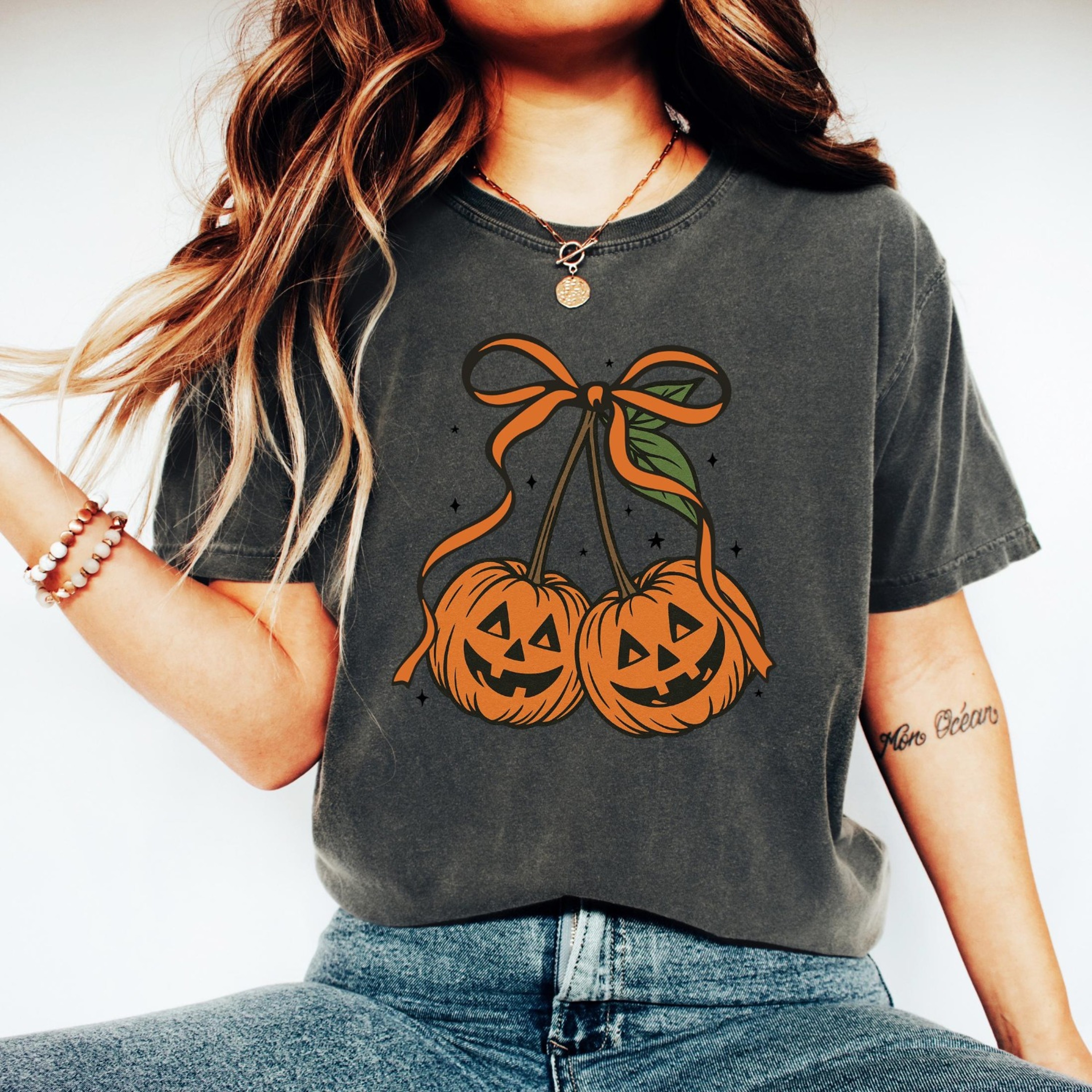 Pumpkin Cherry Halloween Shirt Cute Jack O Lantern Spooky Fall Tee 1jpg