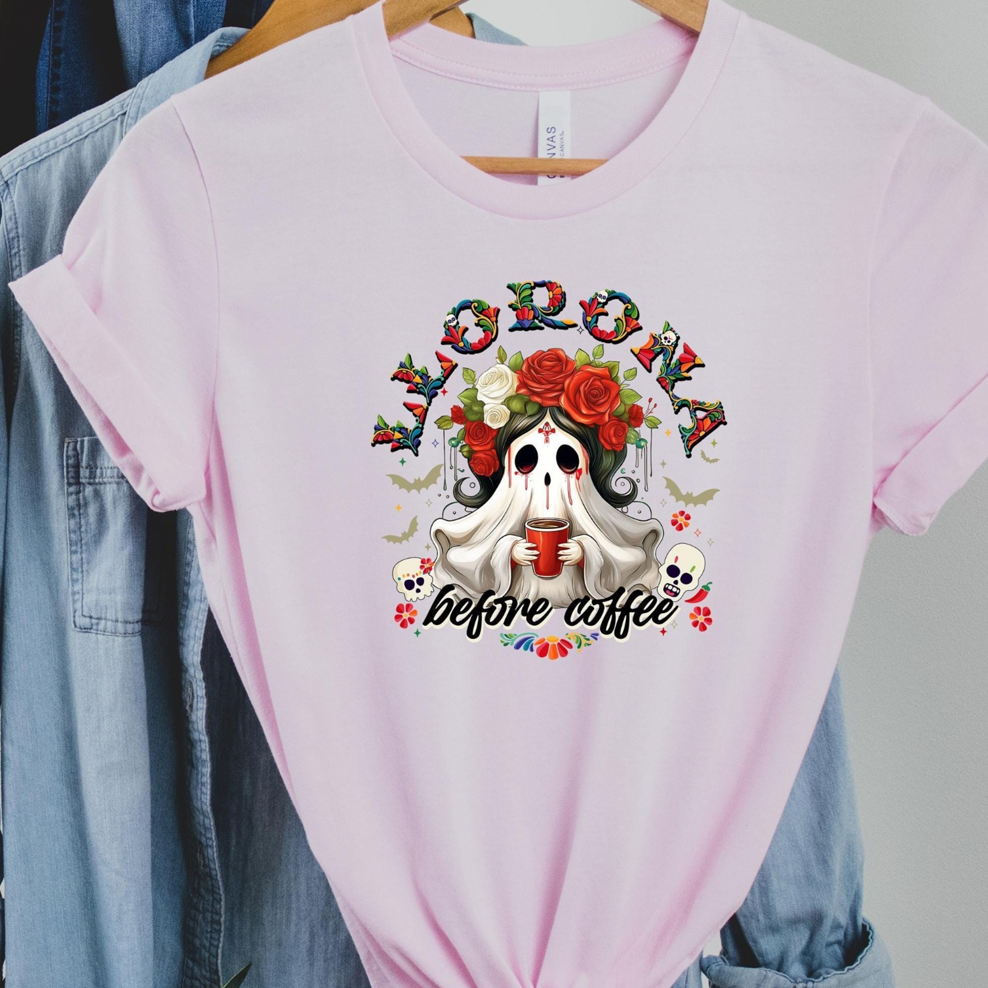 Llorona Before Coffee Shirt Funny Mexican Halloween Floral Ghost Tee 3jpg