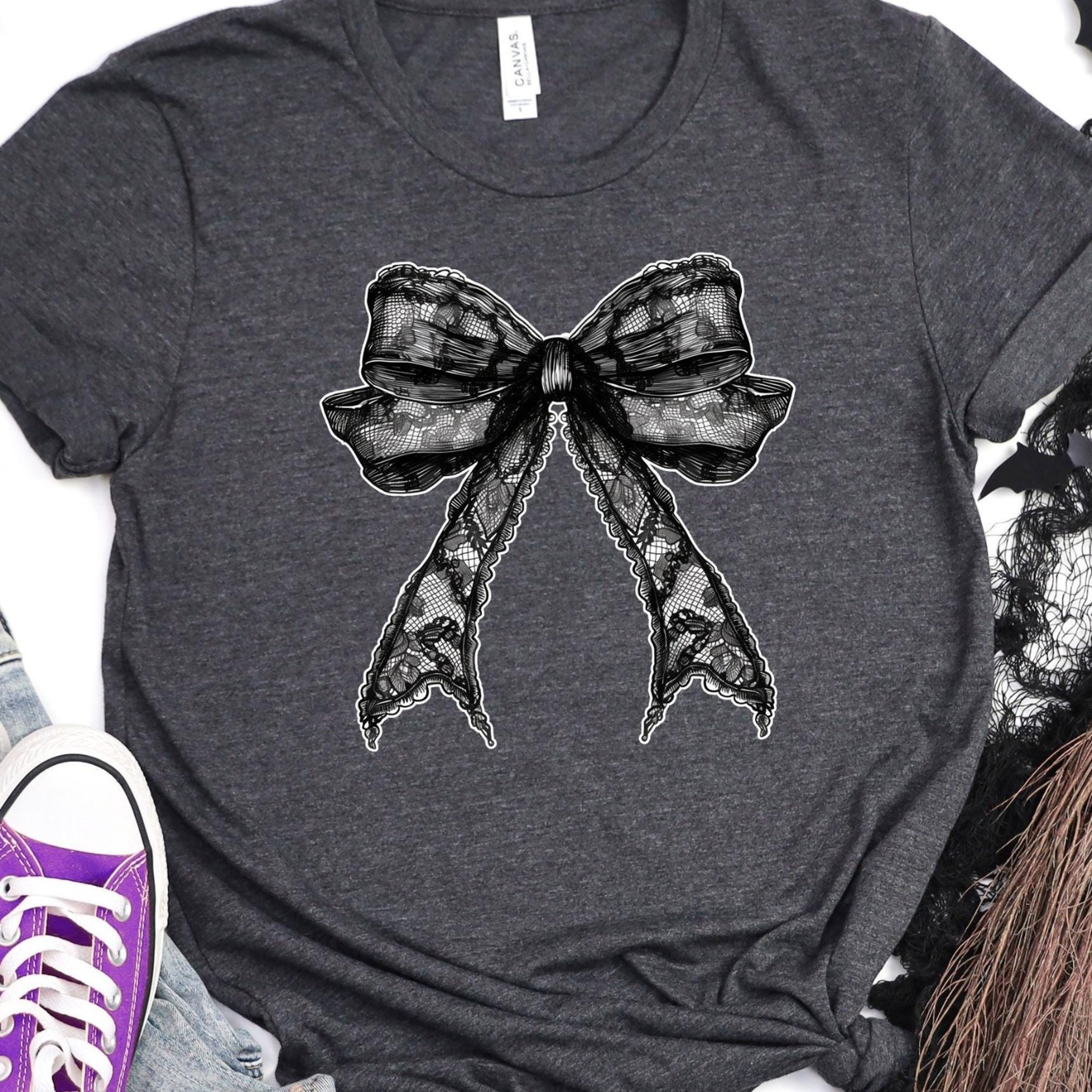 Coquette Bow Halloween Shirt Gothic Black Spooky Season Sweatshirt 1jpg