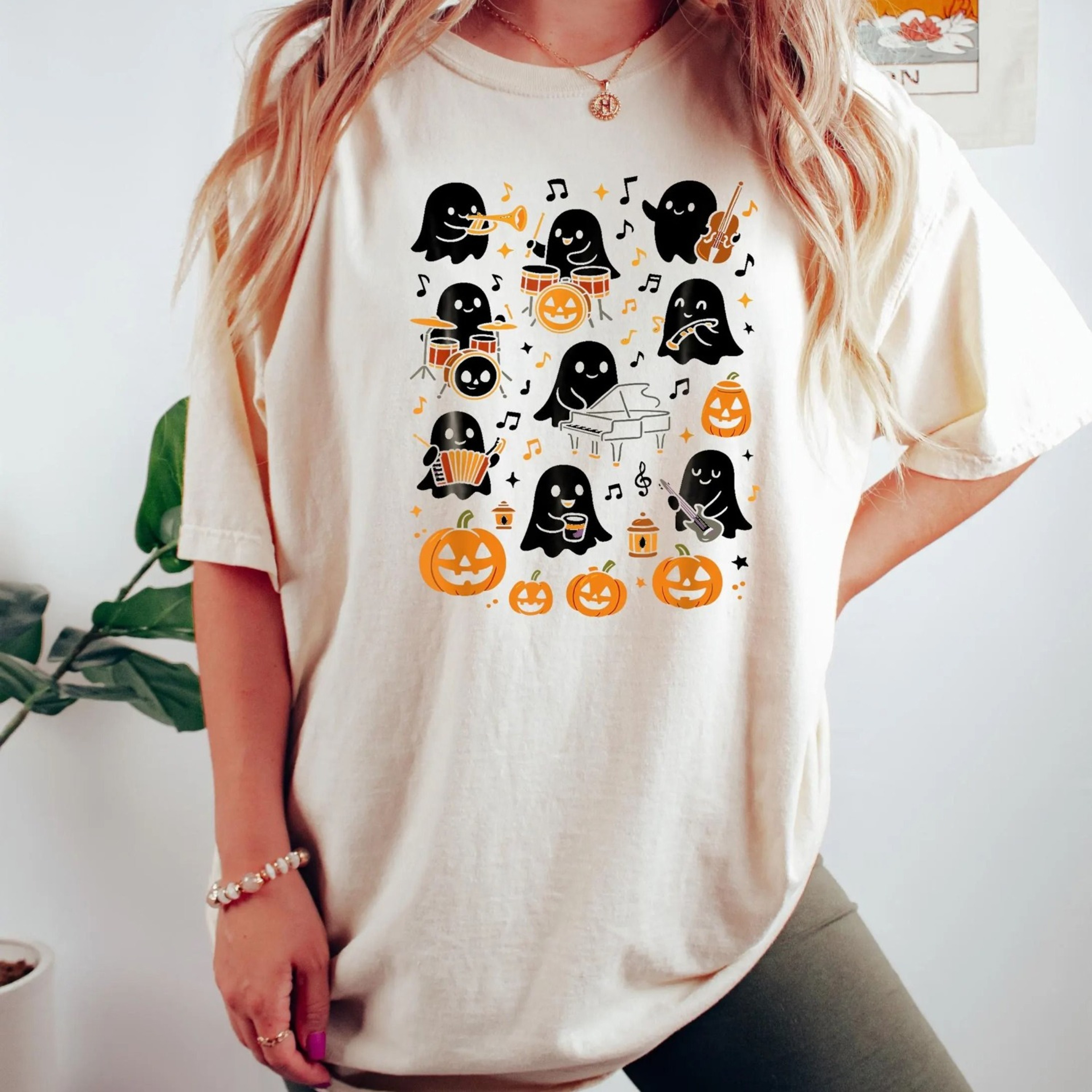 Spooky Halloween Music Teacher Shirt Spooky Music Teacher Shirt Ghost Music Teacher Shirt Music Lov 