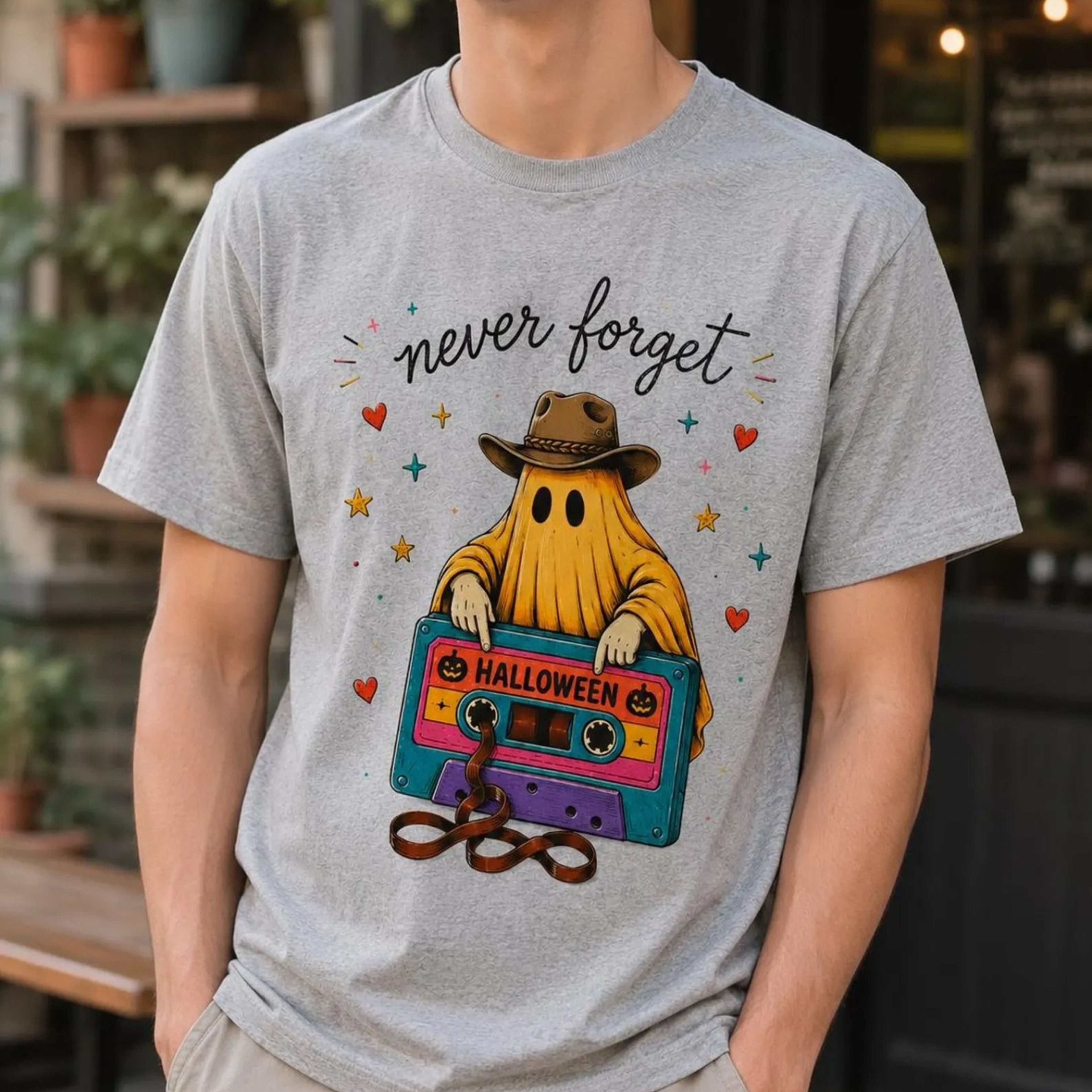 Ghost Cassette Tape Halloween TShirt Retro Spooky Graphic Tee Vintage Autumn Unisex Shirt 1jpg