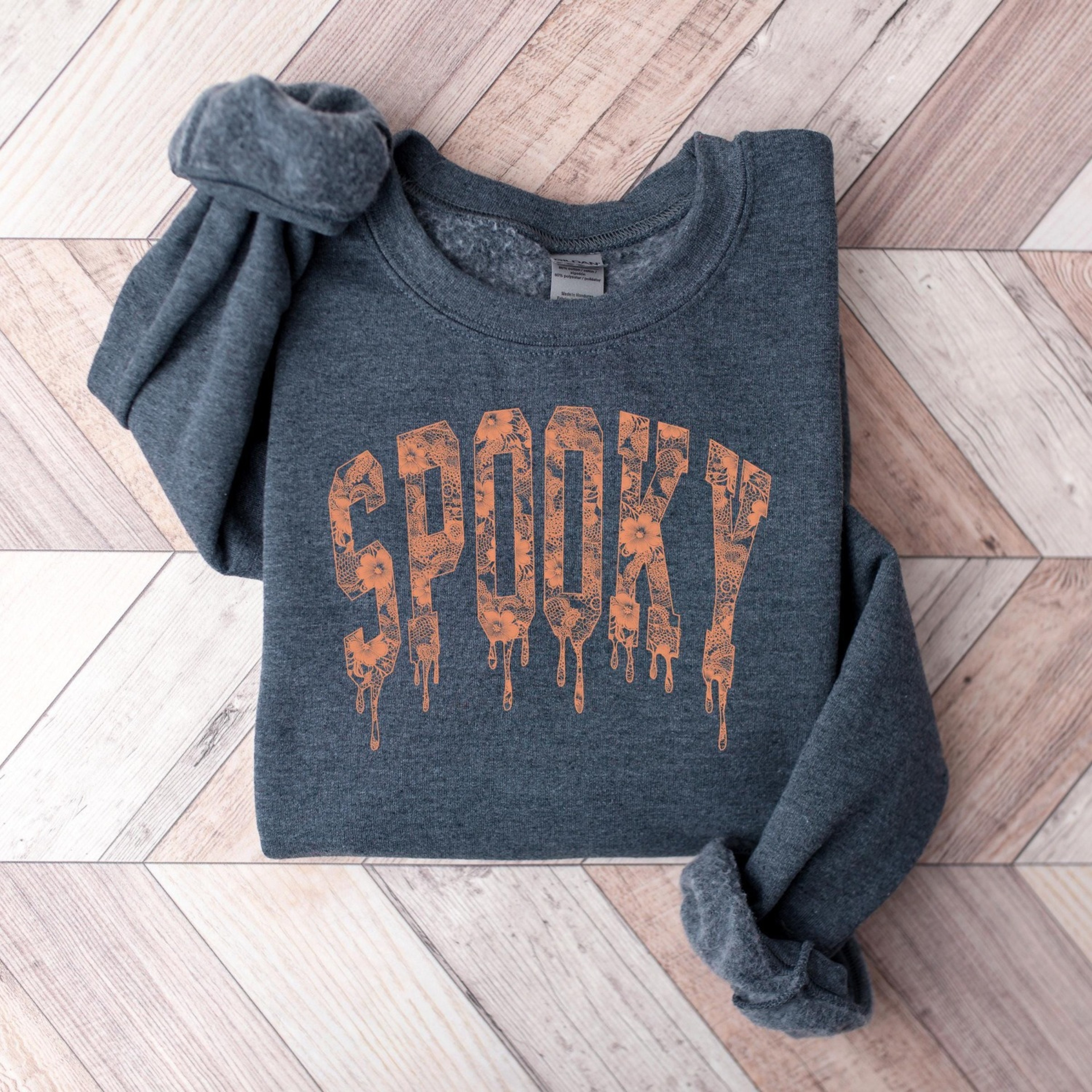 Gothic Spooky Shirt Dripping Halloween Lettering Aesthetic Fall Tee 3jpg