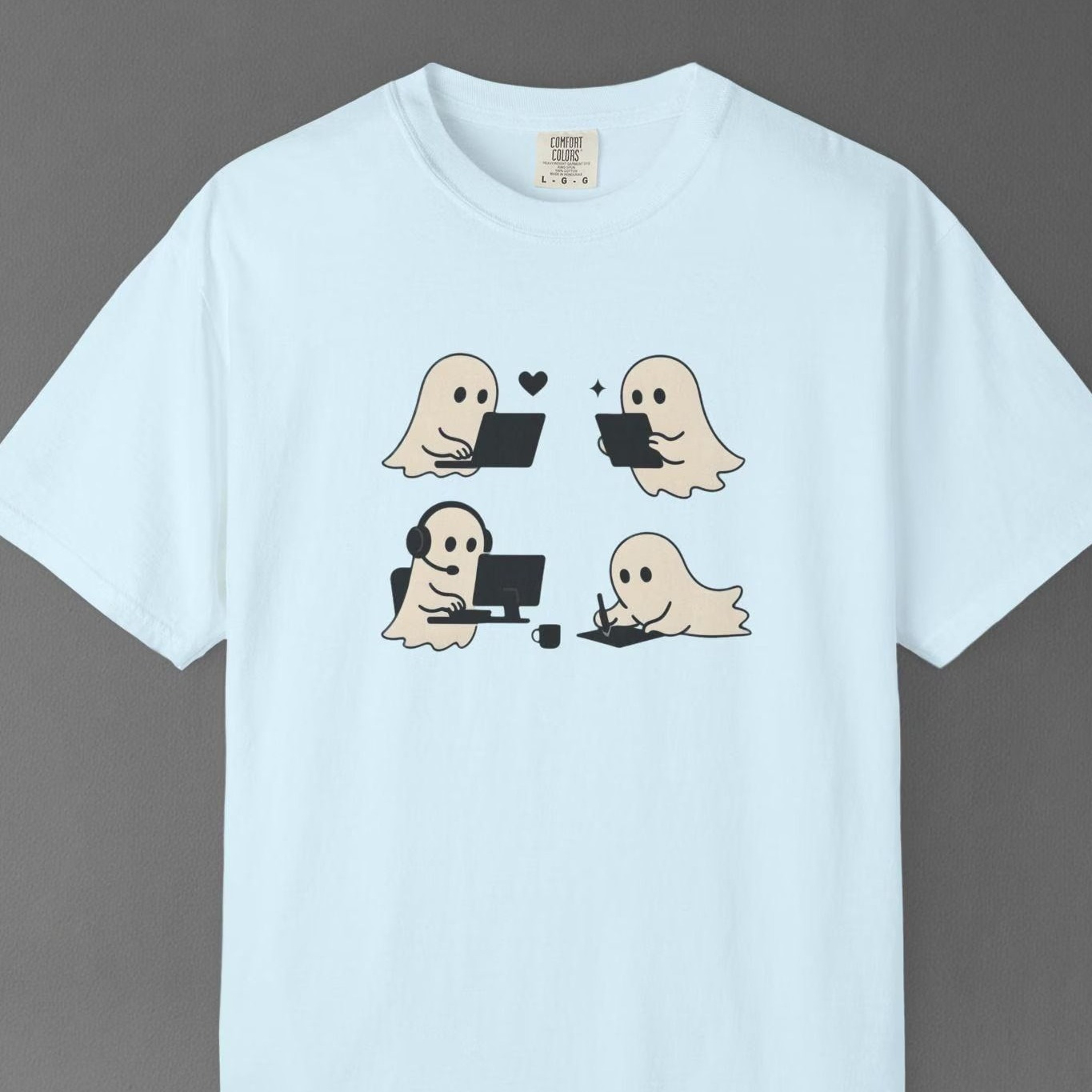 Working Ghost Shirt Funny Halloween Shirt Spooky Season Graphic Shirt Cozy Fall Unisex Tee 1jpg