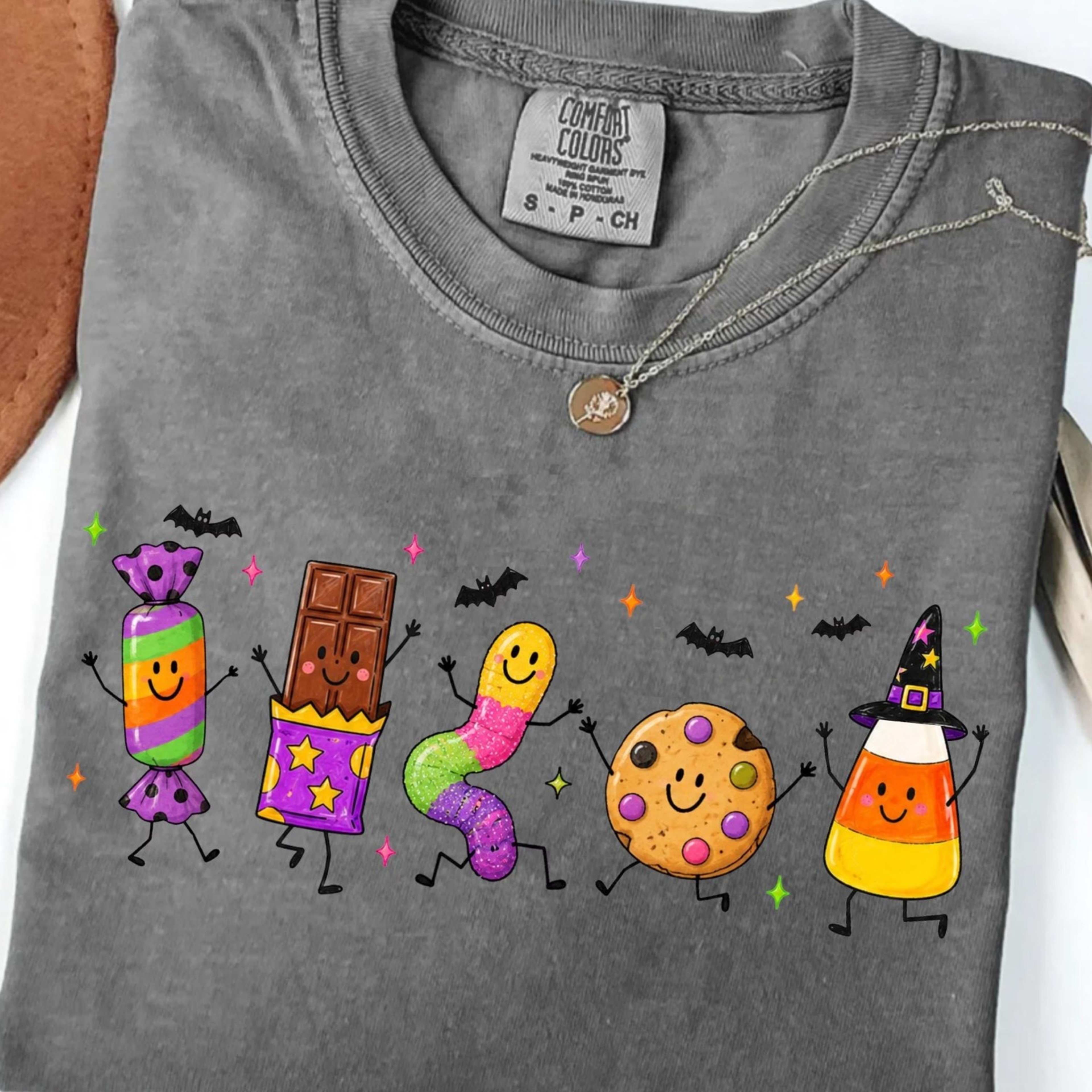 Halloween Doodle Comfort Colors Shirt Halloween Candy Shirt Cute Halloween Shirt Witch Hat Sparkler 