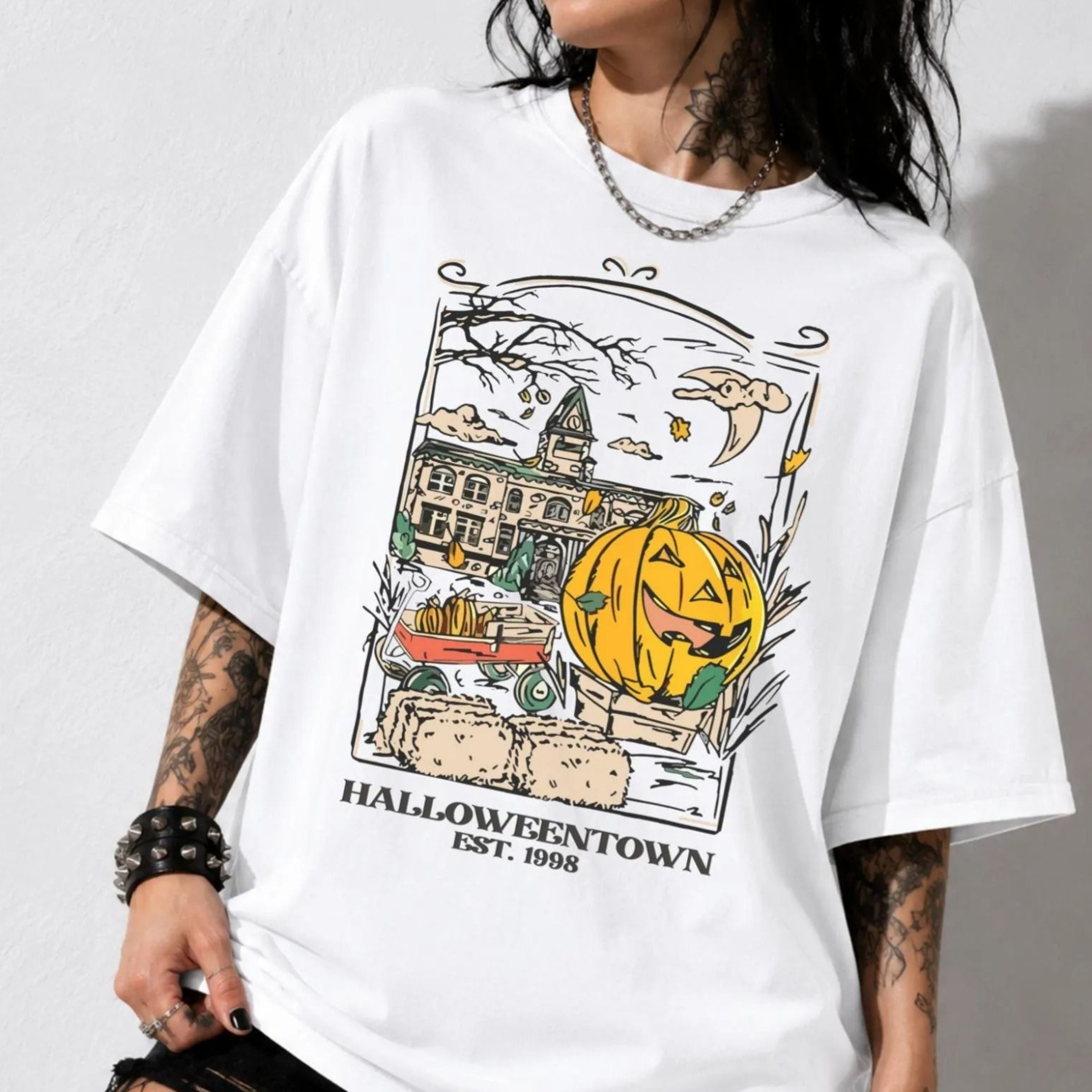 Halloween Shirt Women Vintage Halloween TShirt Retro Halloween Outfit Pumpkin Patch Shirt Spooky Se 
